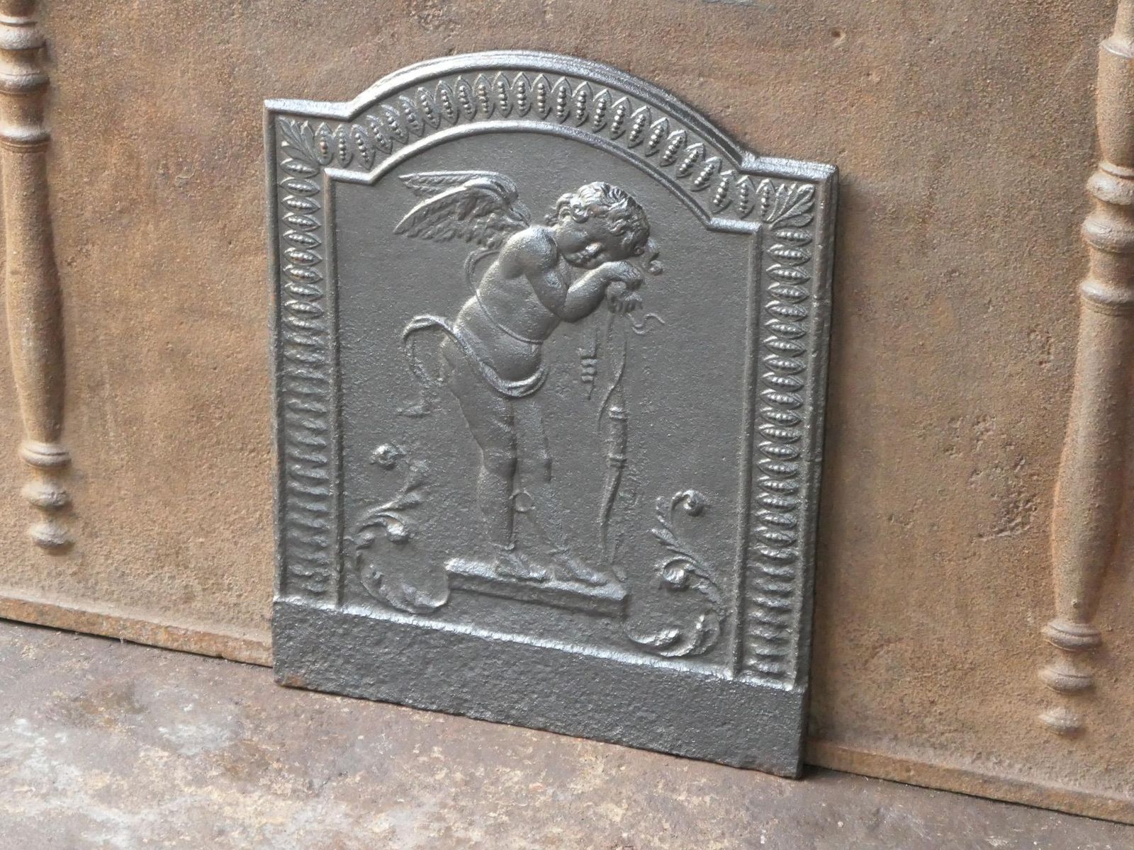 Antique French 'Cupid' Fireback / Backsplash, 18th   19th C. photo 491.0