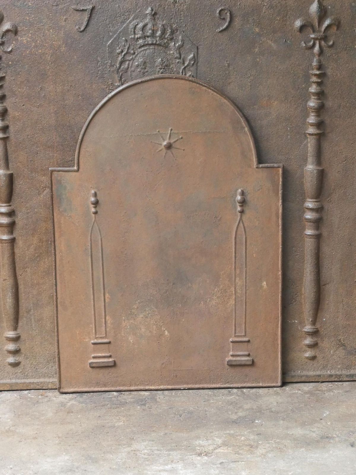 Antique French 'Pillars Of Freedom' Fireback / Backsplash, 18th   19th C. photo for sale