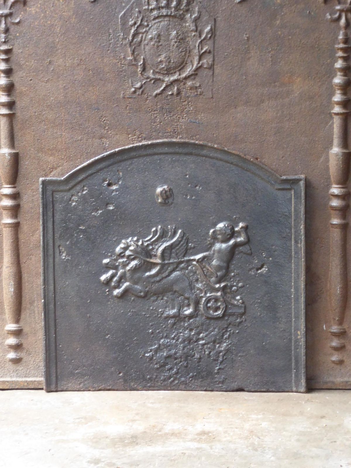 18th Century French Louis XV 'Cupid' Fireback / Backsplash photo for sale