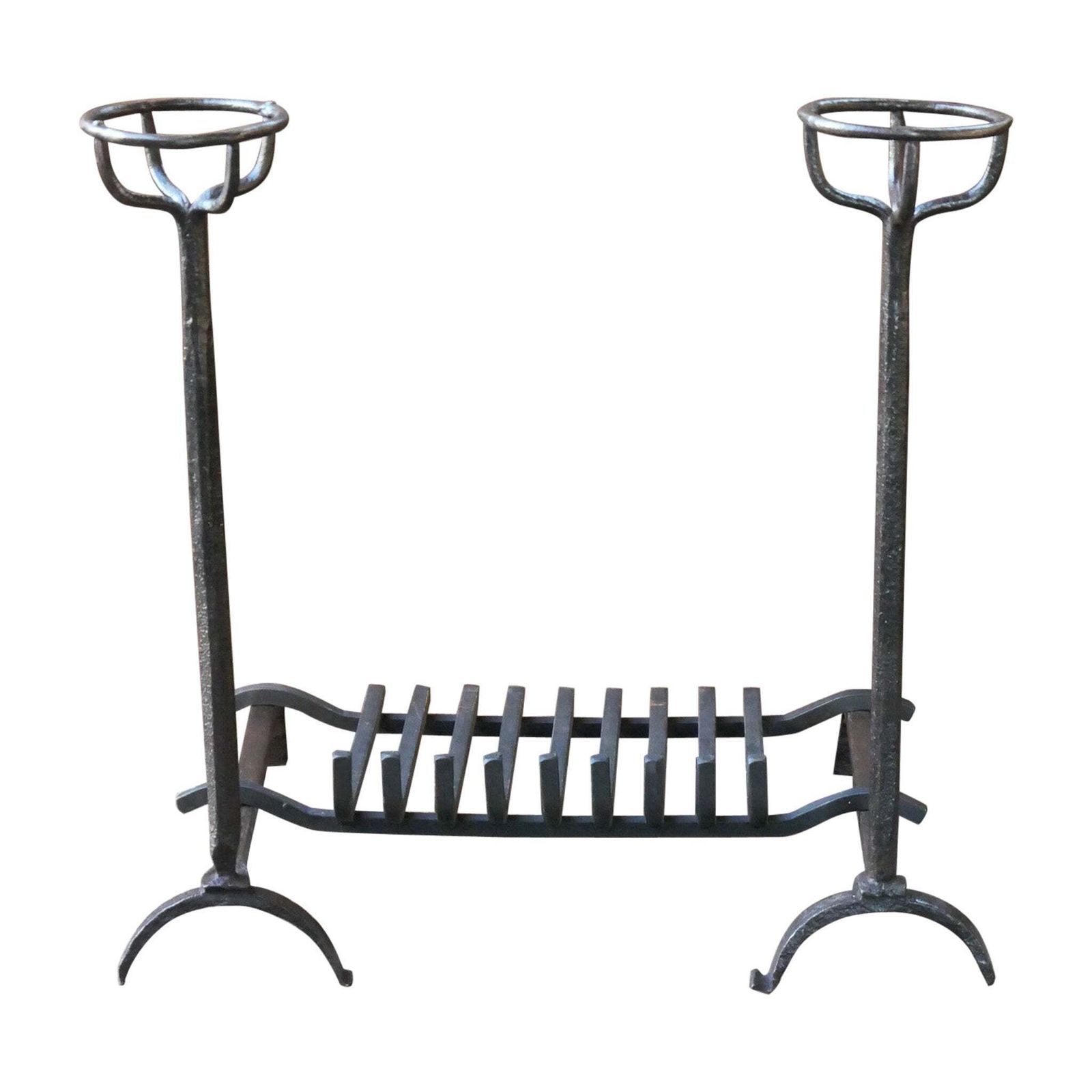 French Louis XIV Period Fireplace Andirons Or Fire Grate, 17th Century