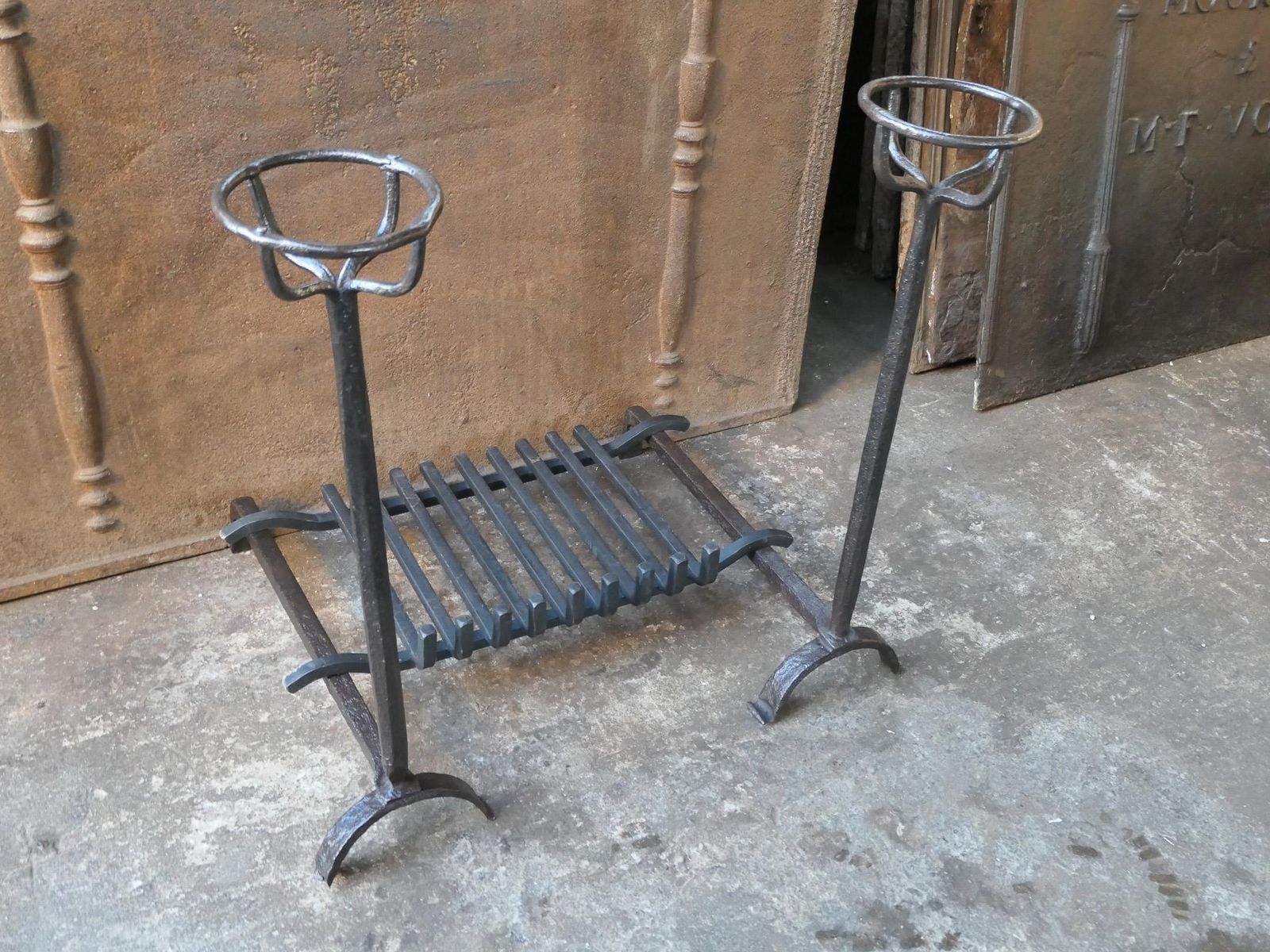 French Louis XIV Period Fireplace Andirons Or Fire Grate, 17th Century photo buy