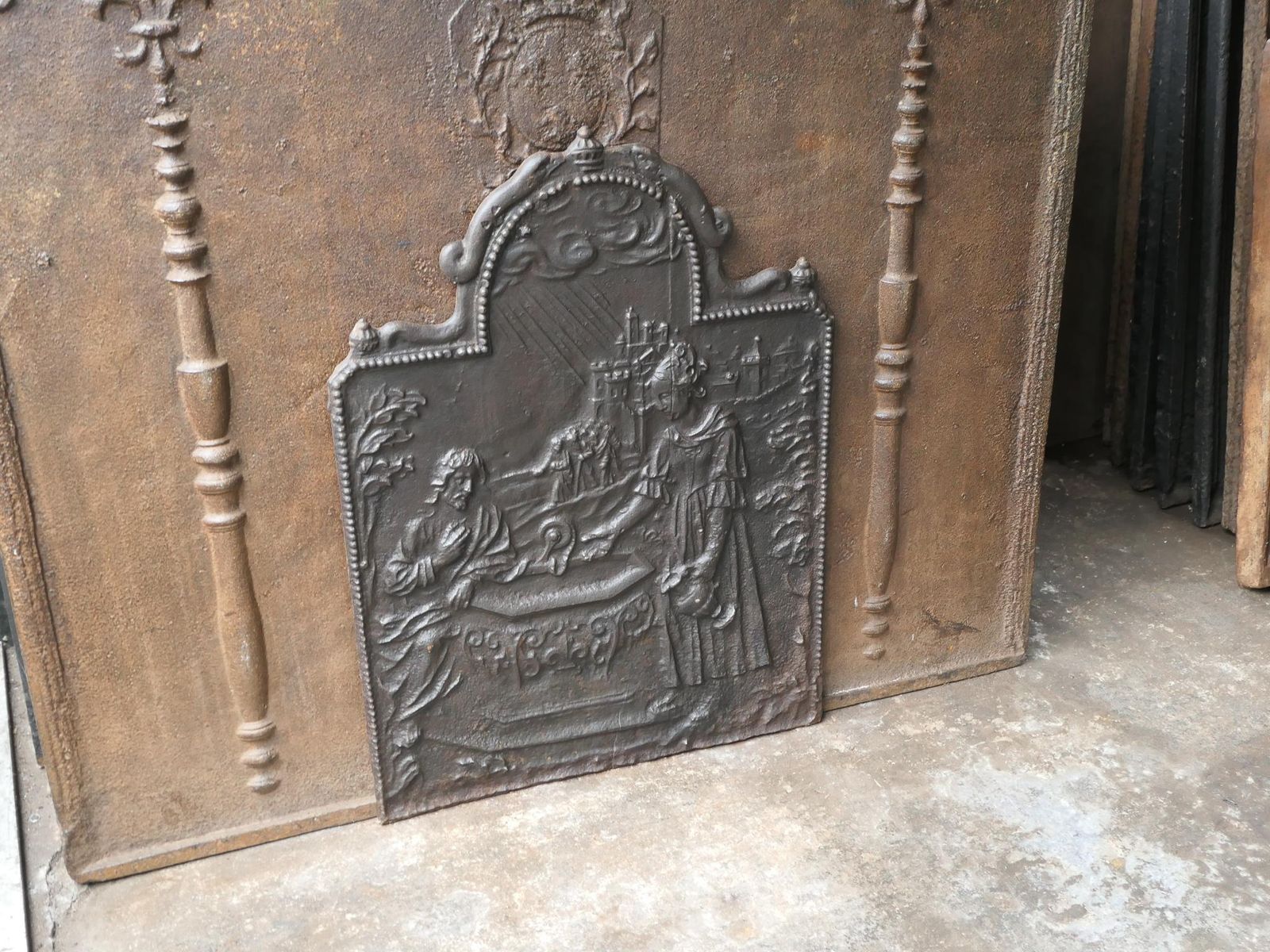 Antique German 'Jacobian Well' Fireback / Backsplash, 17th 18th Century photo buy