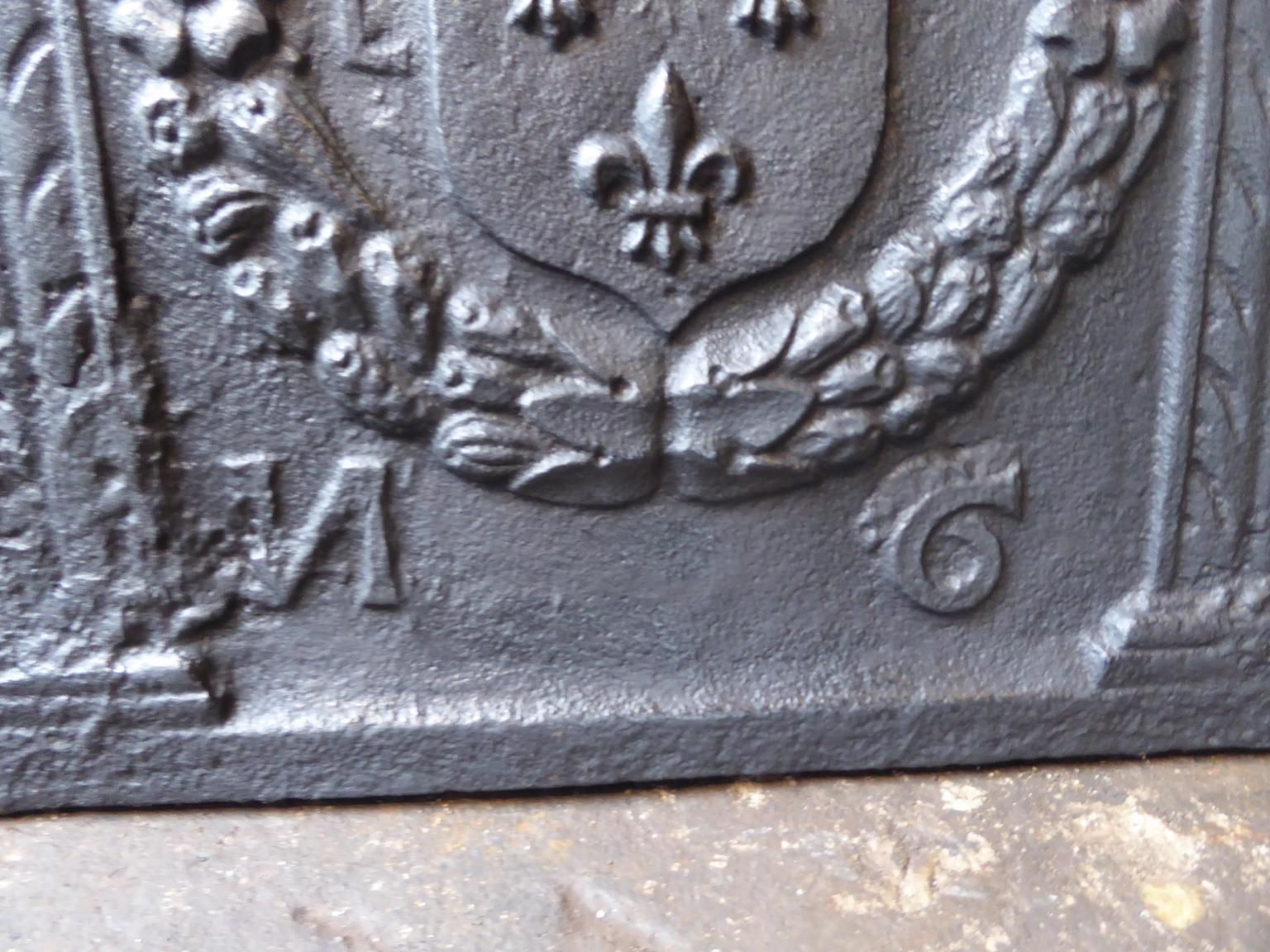 French Louis XIV Coat Of France Fireback / Backsplash, 17th Century photo vintage