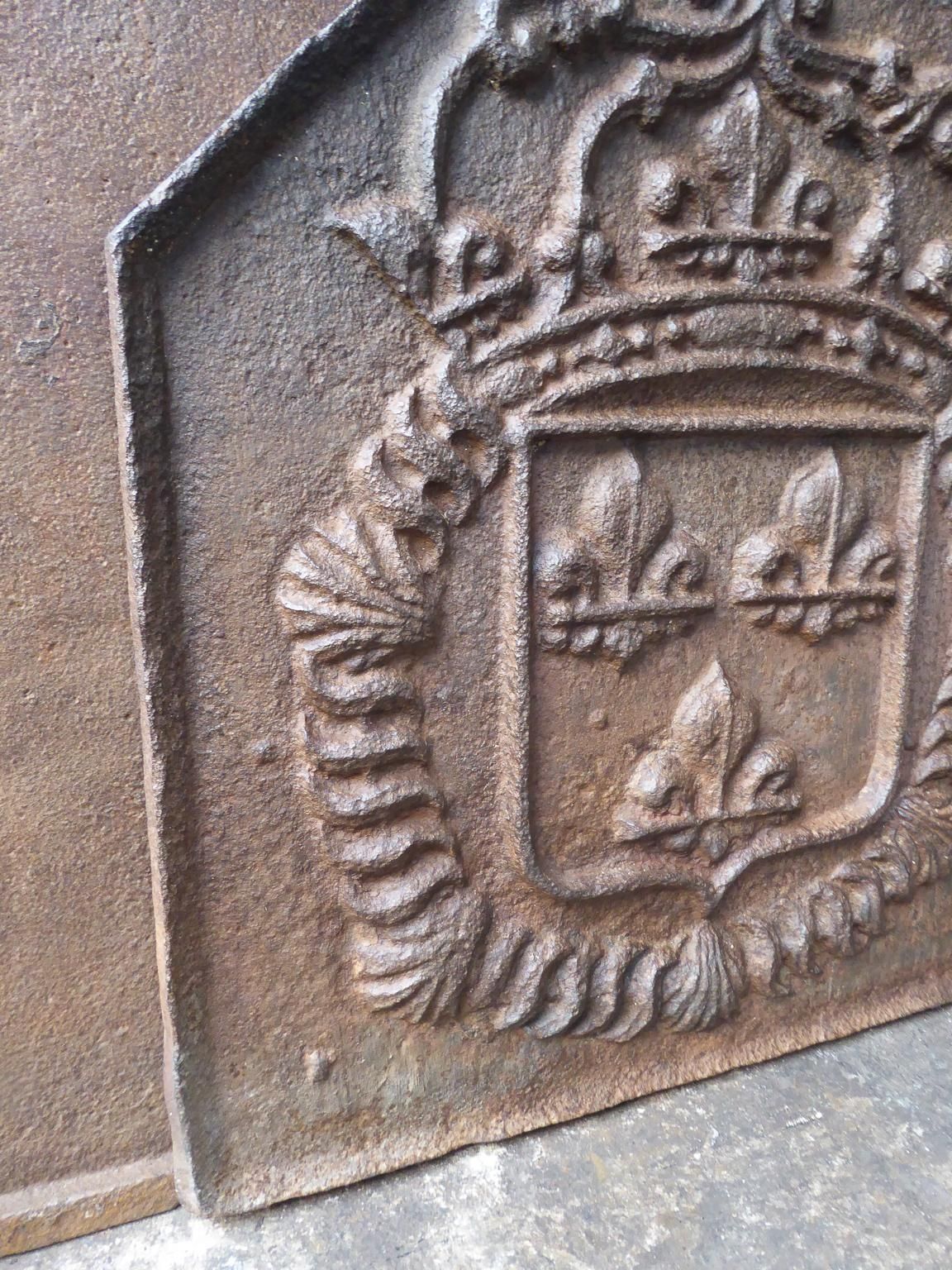 18th Century French Louis XIV Fireback / Backsplash With The Arms Of France photo for sale