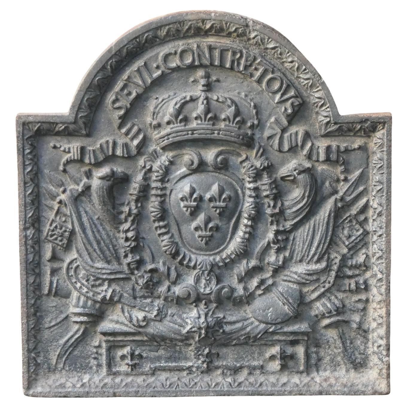 Antique French Fireback / Backsplash With The Arms Of France, 18th Century