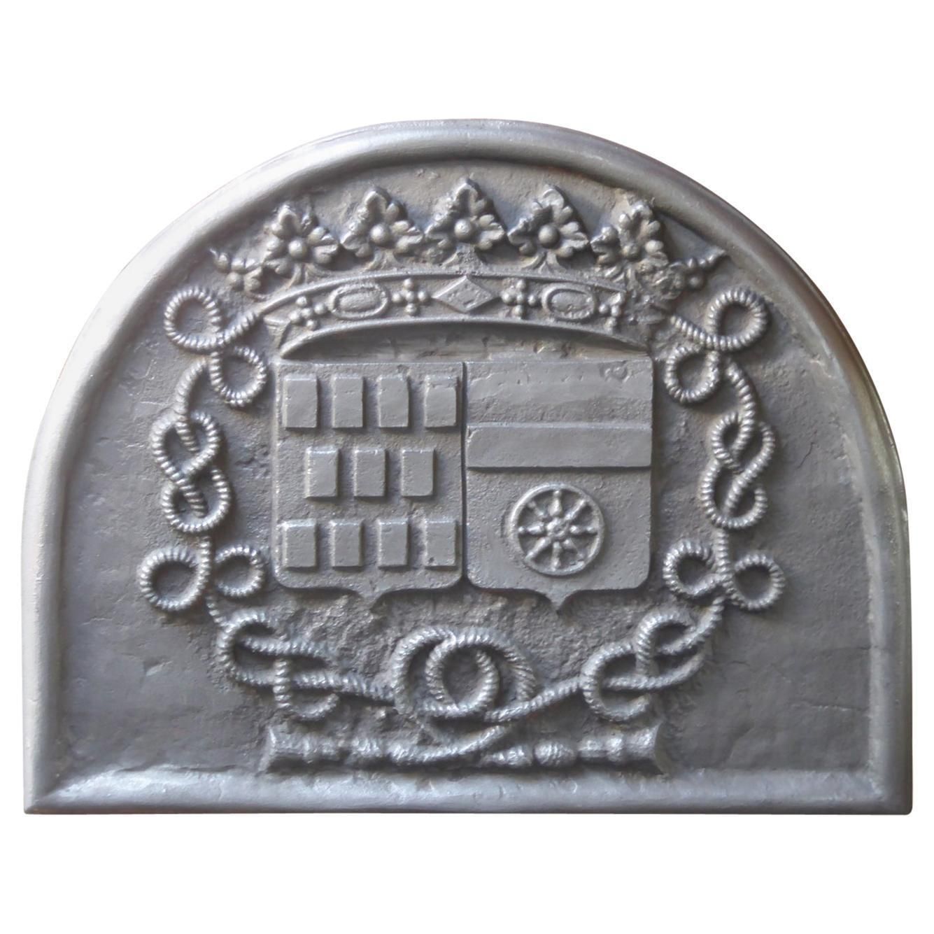 French Louis XIV Style 'Coat Of Arms De Rostaing Family' Fireback / Backsplash