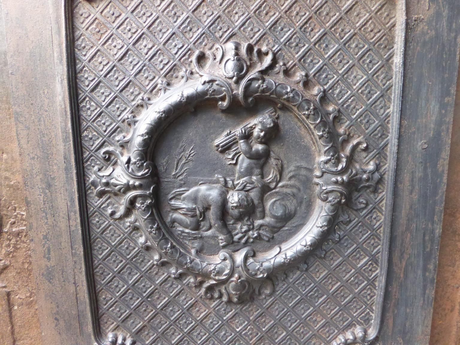 Antique French Napoleon III 'Cupids' Fireback / Backsplash photo vinterior