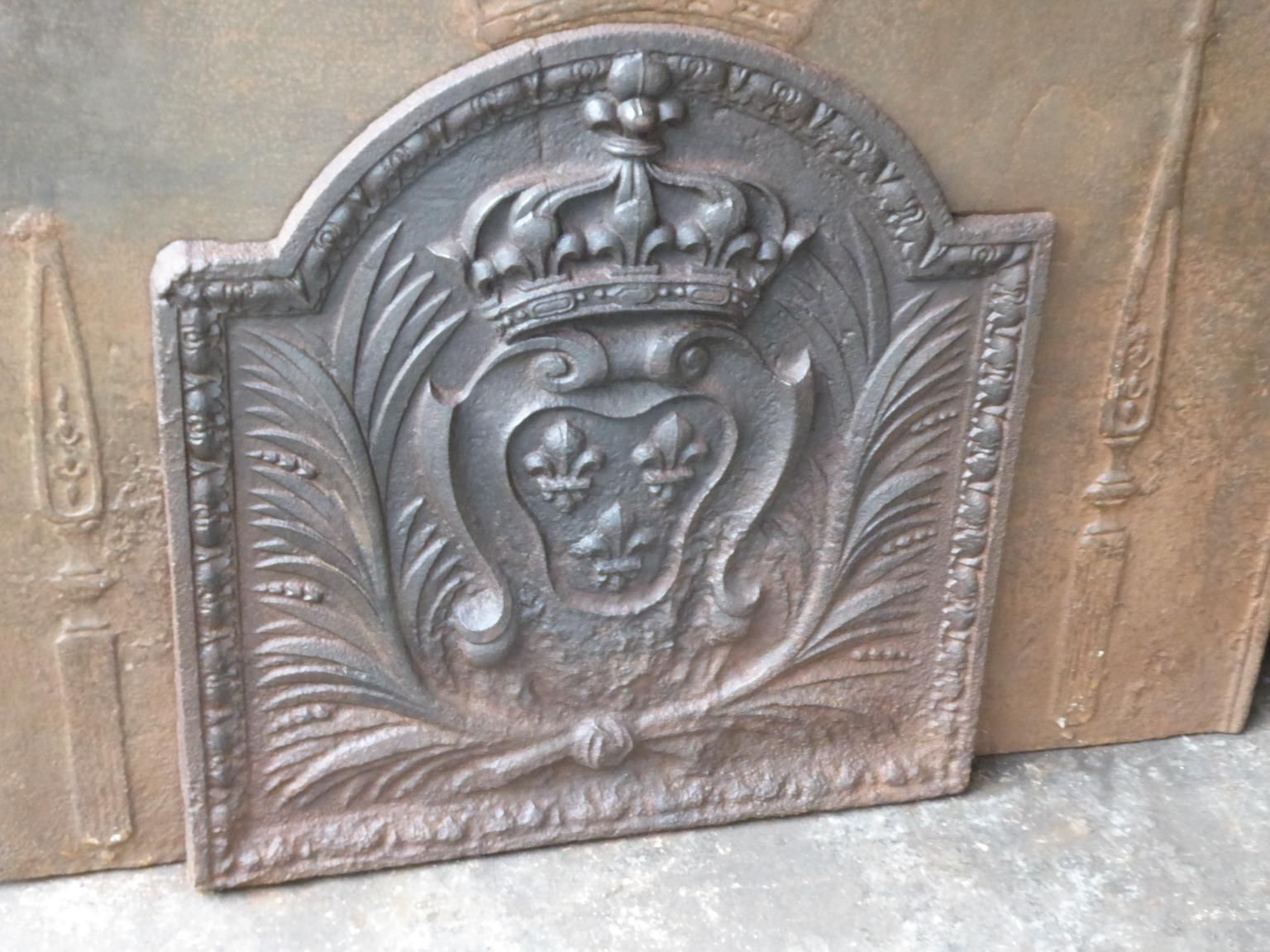 Antique French Louis XV Arms Of France Fireback / Backsplash, 18th Century photo for sale