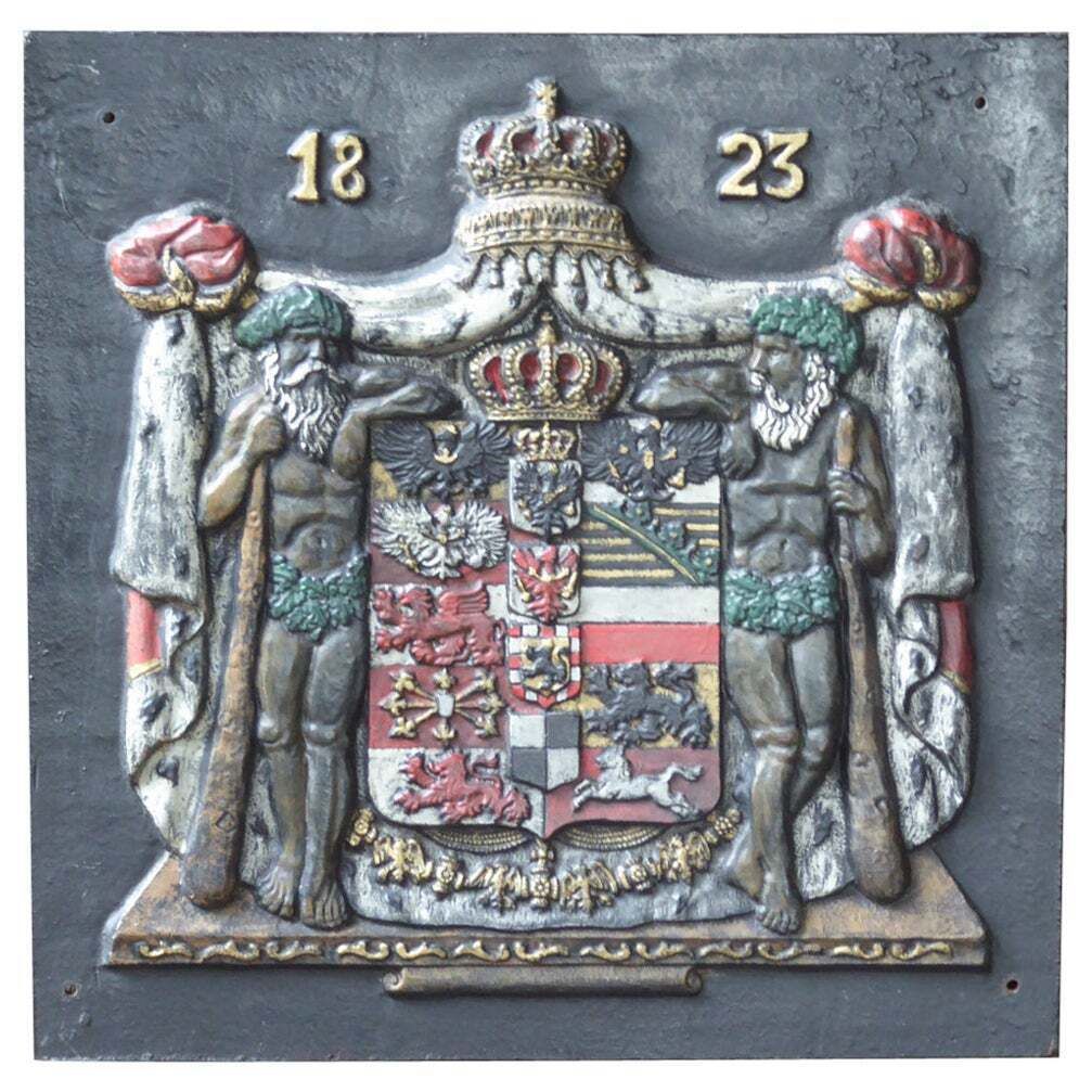 German Neoclassical Style Coat Of Arms Fireback / Backsplash
