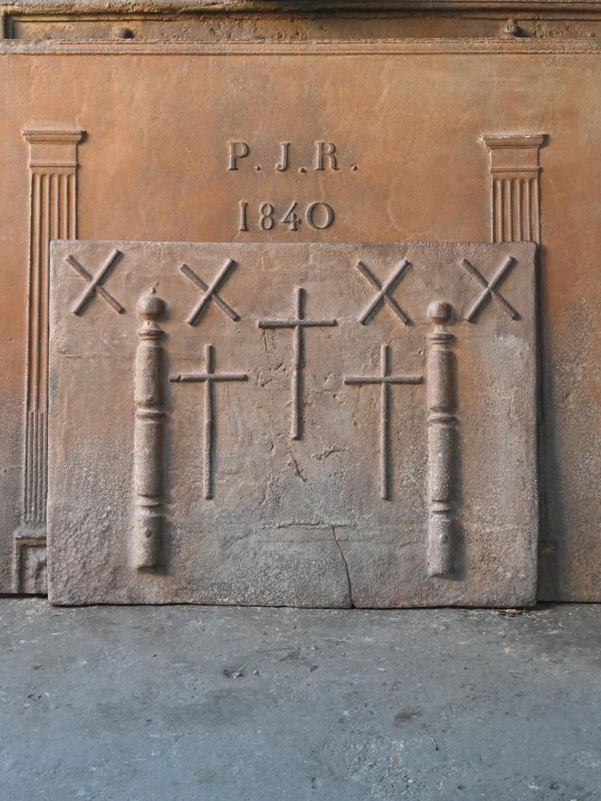 17th 18th C. French Louis XIV 'Saint Andrew's Cross' Fireback / Backsplash photo for sale
