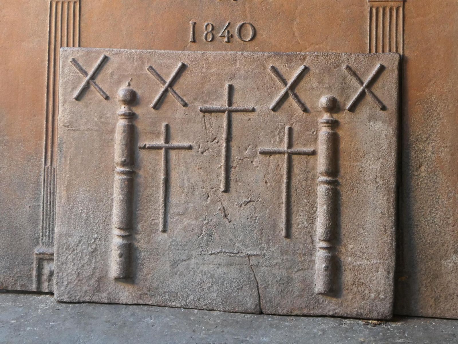 17th 18th C. French Louis XIV 'Saint Andrew's Cross' Fireback / Backsplash photo vinterior