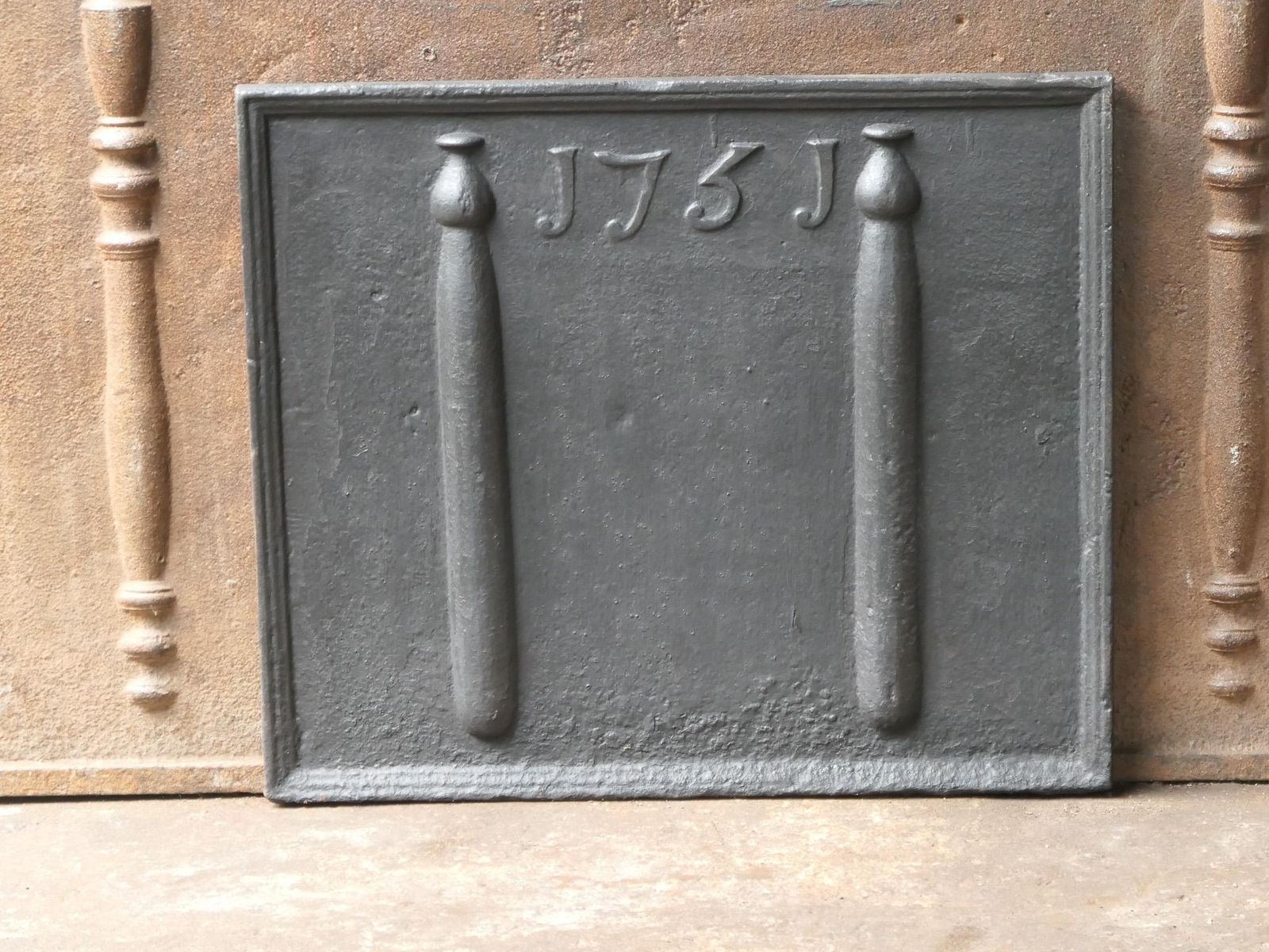 18th Century French Fireback / Backsplash With Pillars Of Hercules, Dated 1751 photo vinterior