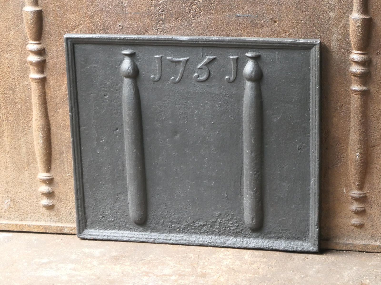 18th Century French Fireback / Backsplash With Pillars Of Hercules, Dated 1751 photo buy