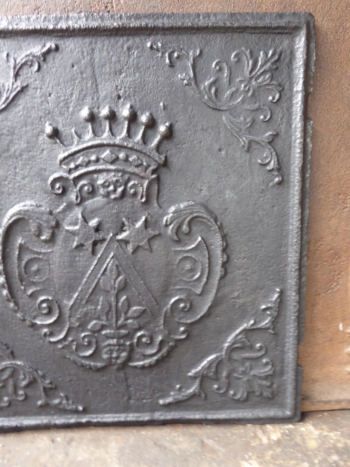 18th Century German Louis XV 'Coat Of Arms' Fireback / Backsplash photo vintage