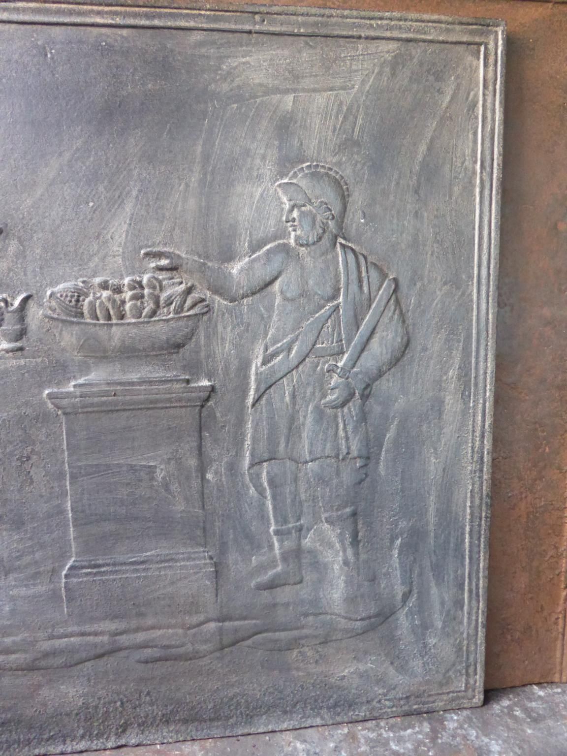 Antique French Napoleon III 'Roman Scene' Fireback / Backsplash, 19th Century photo vinterior
