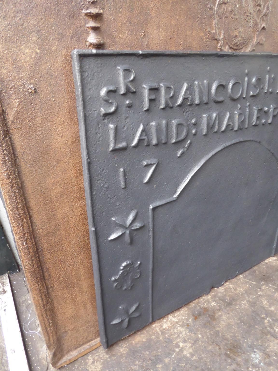 Antique French 'Marriage' Fireback / Backsplash photo vinterior