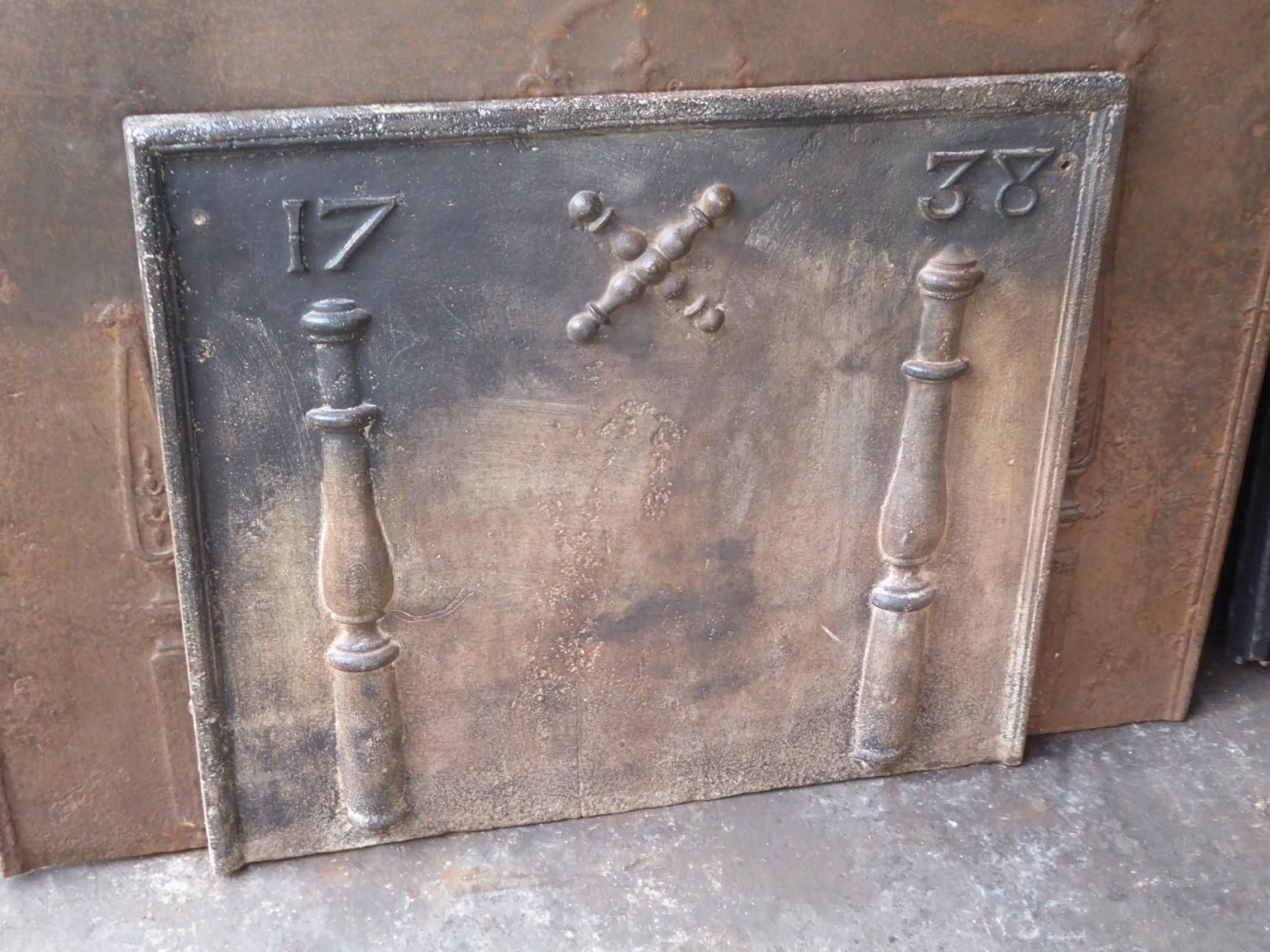 18th Century French 'Pillars With Saint Andrew's Cross' Fireback / Backsplash photo for sale