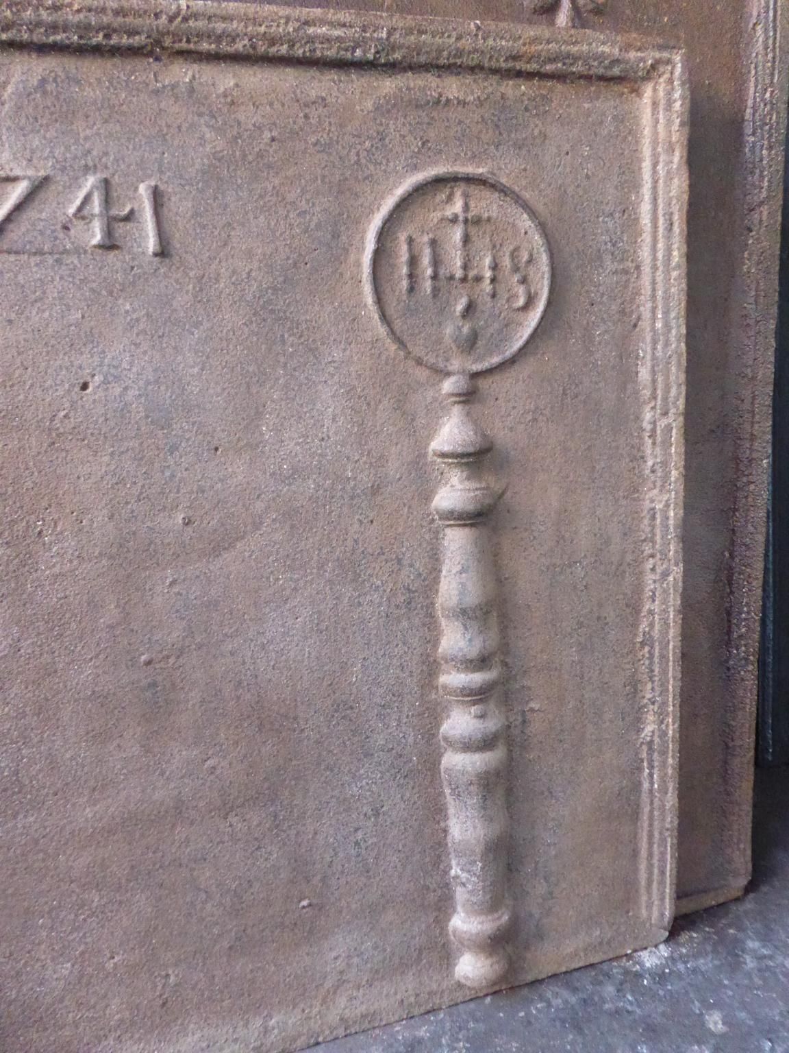 18th Century French Fireback / Backsplash 'Pillars With Medieval Ihs Monograms' photo buy
