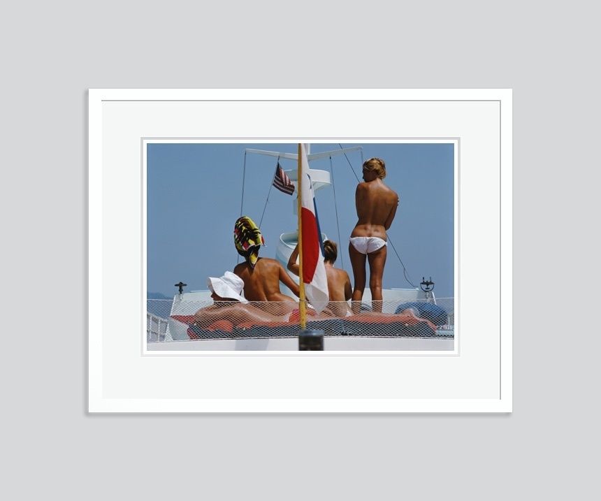 Slim Aarons 'Yacht Holiday' Framed White photo furniture