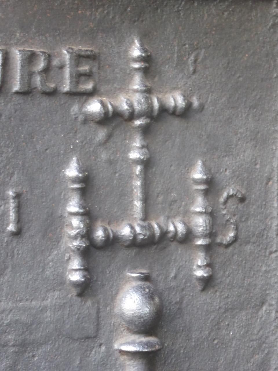 18th Century French 'Pillars With Ihs Monogram' Fireback / Backsplash photo vintage