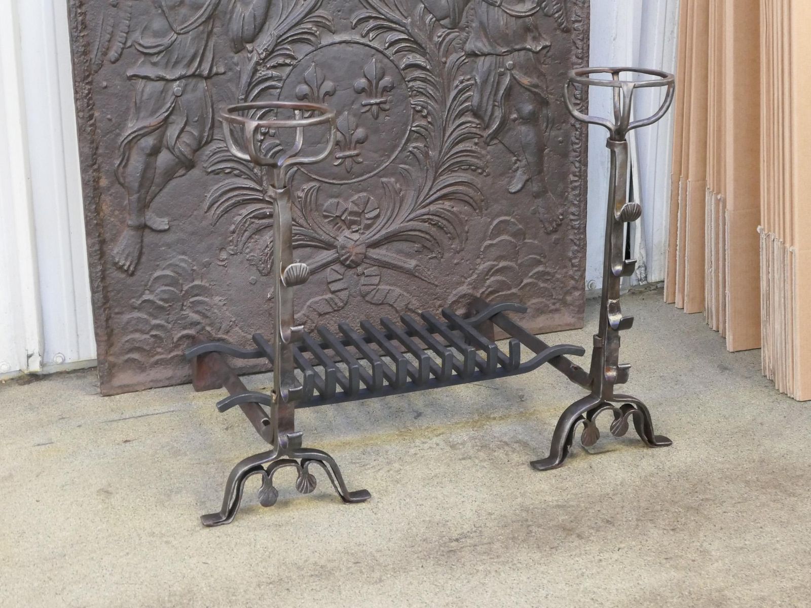 French Louis XIII Period Fireplace Grate Or Fire Basket, 17th Century photo vinterior