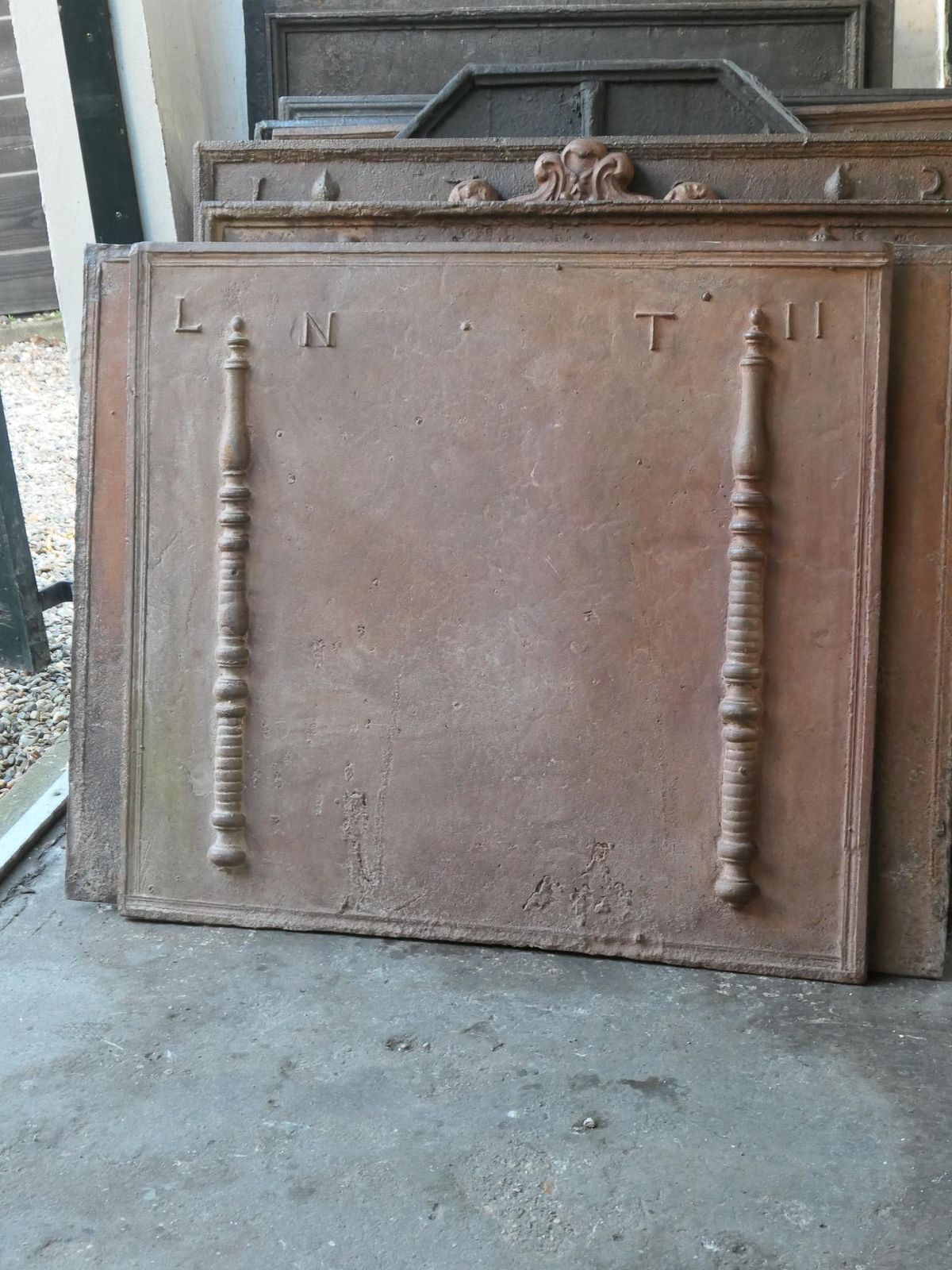 Antique French Fireback / Backsplash With Pillars Of Hercules, 18th Century photo Home Fixtures