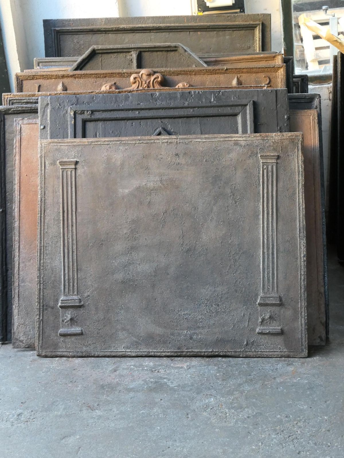 Antique French Neoclassical 'Pillars Of Freedom' Fireback / Backsplash photo Home Fixtures