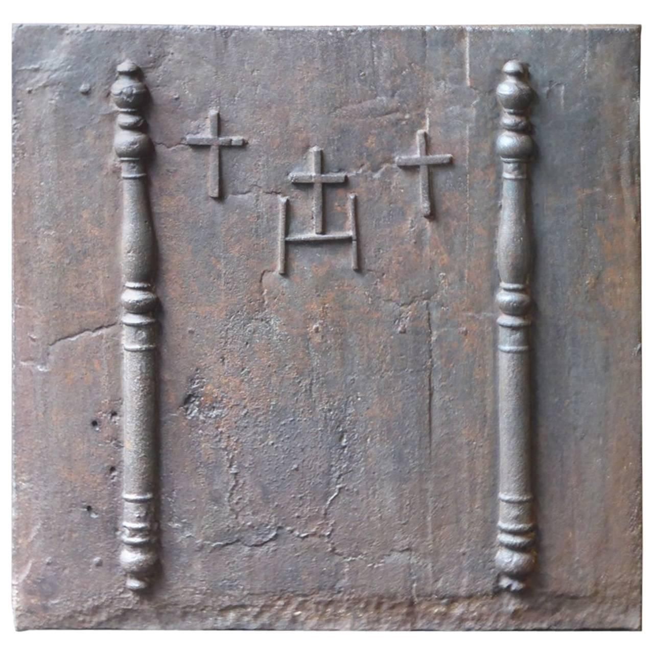 French 'Pillars With Crosses' Fireback / Backsplash, 18th Century