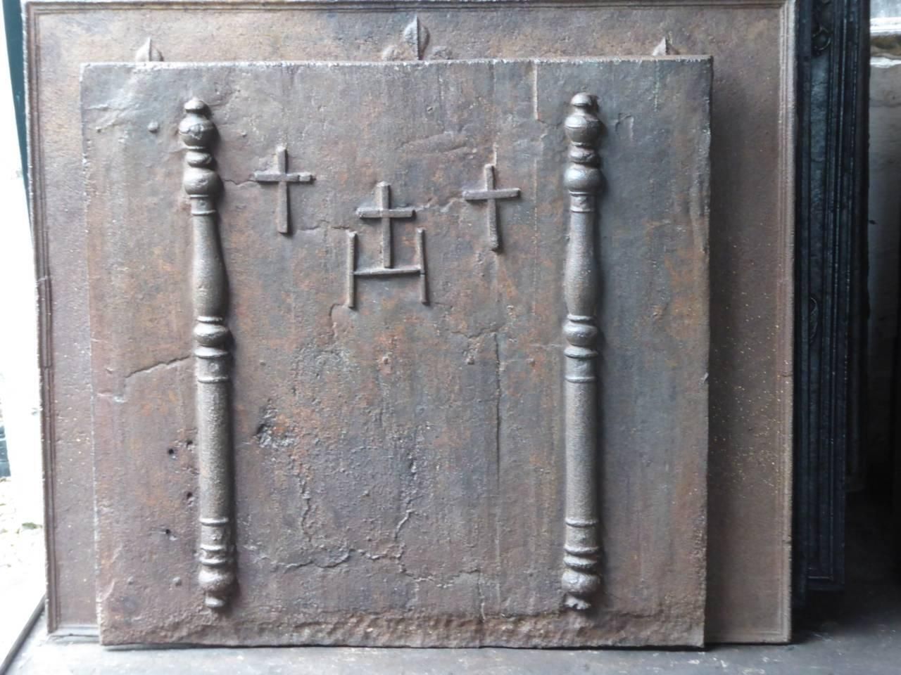 French 'Pillars With Crosses' Fireback / Backsplash, 18th Century photo furniture