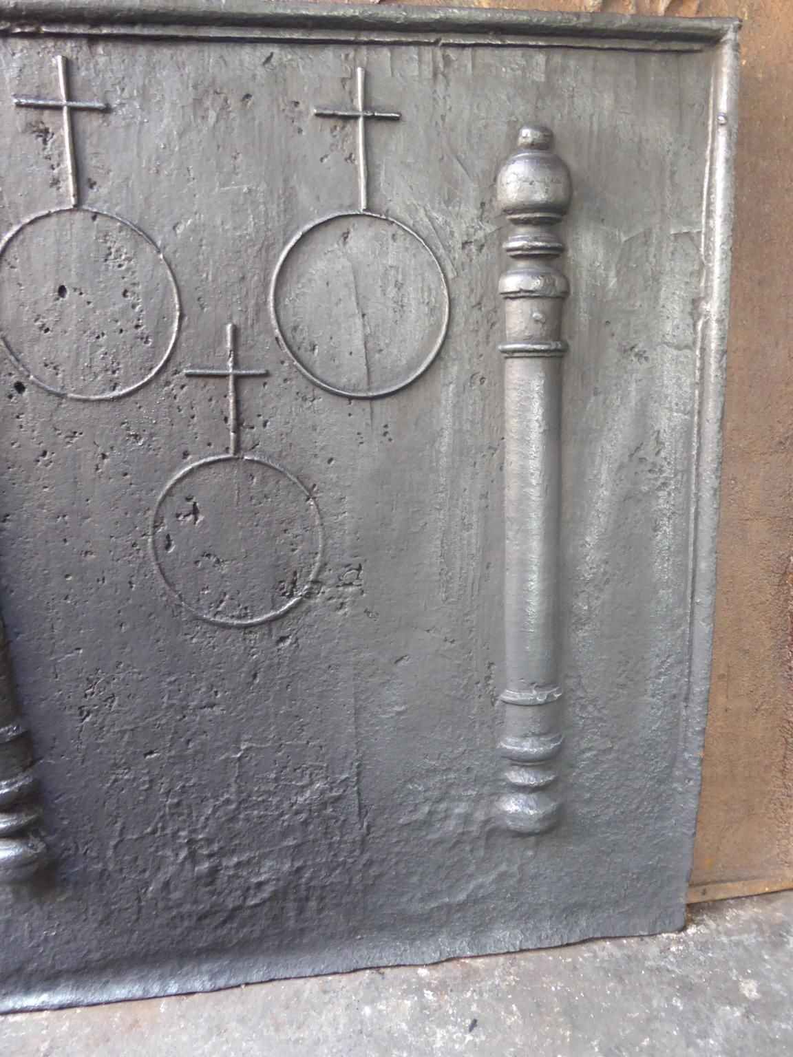 French Fireback / Backsplash With Pillars Of Hercules And Orbs, 18th Century photo Home Fixtures