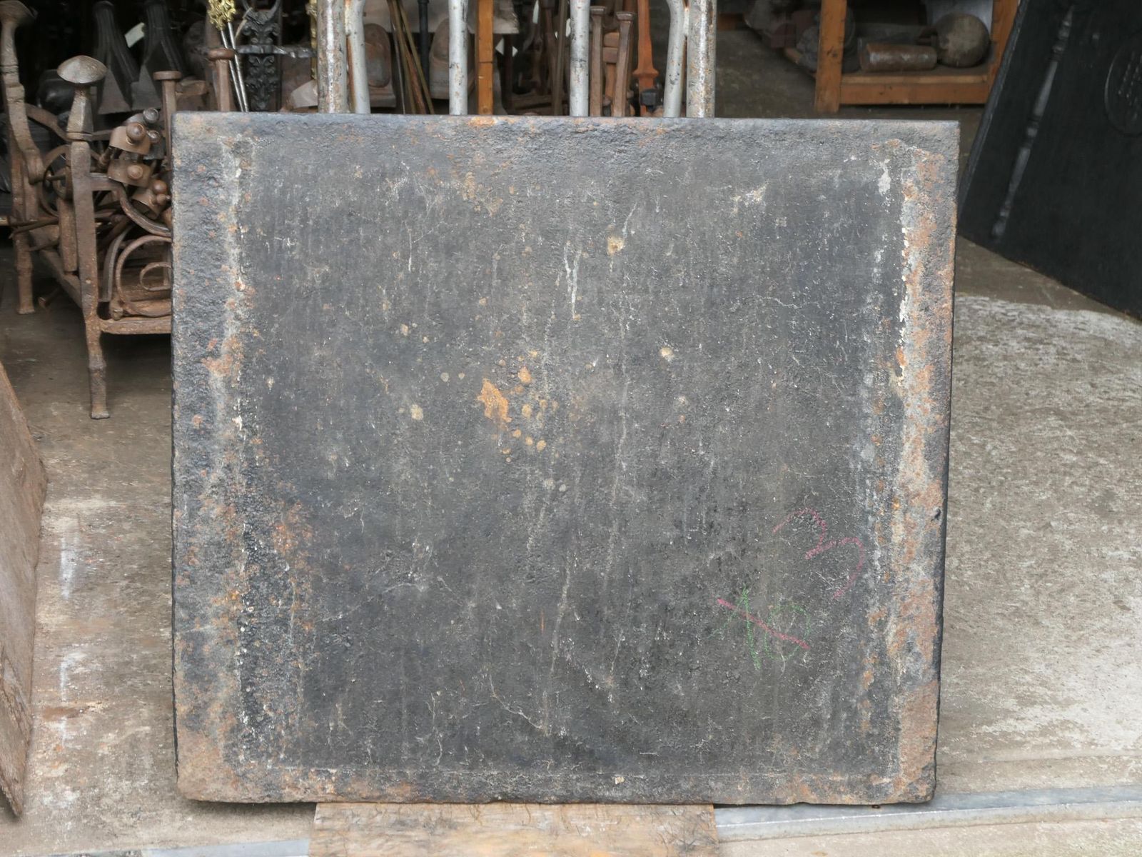 photo buy 18th C. French Louis XV Fireback / Backsplash With Pillars And Fleurs De Lys
