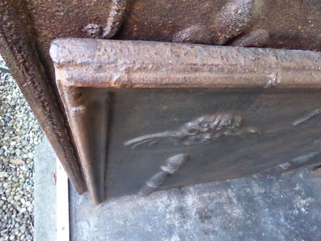 Large Fireback / Backsplash With Pillars Of Hercules With Angels, Dated 1733 photo vintage