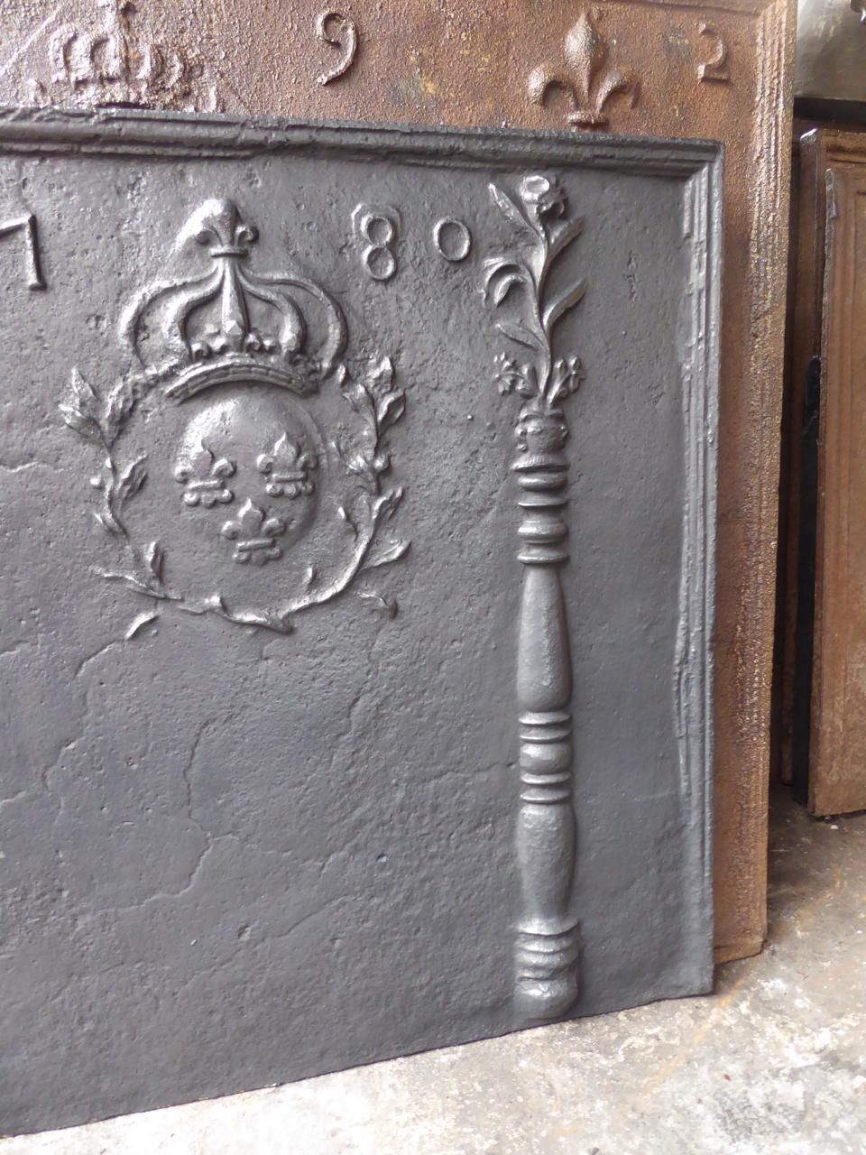 18th Century French Louis XV 'Arms Of France' Fireback / Backsplash photo vintage