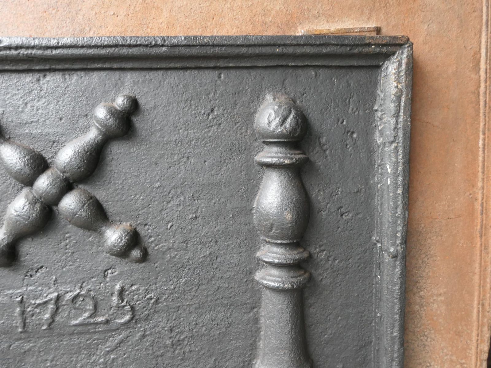 photo for sale Antique Louis XIV 'Pillars With Saint Andrew's Cross' Fireback / Backsplash