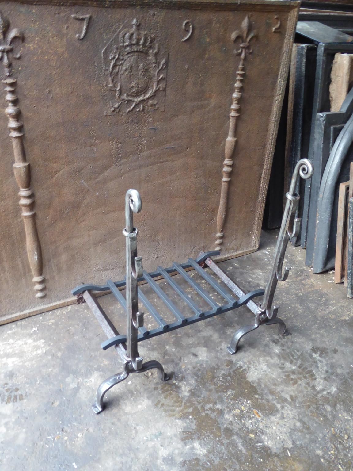 Large French Louis XIII Period Fireplace Grate Or Fire Basket, 17th Century photo buy