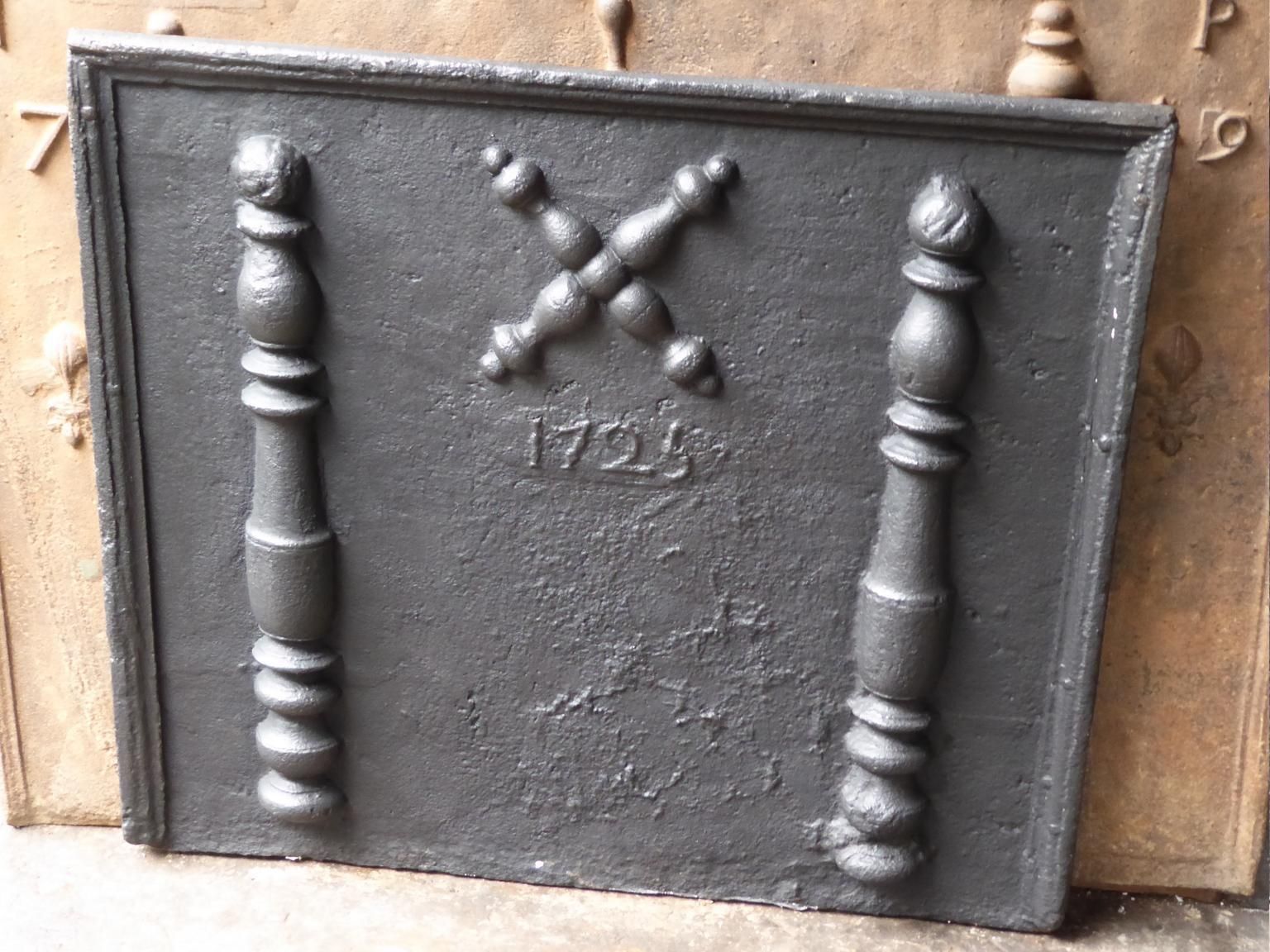 18th Century French 'Pillars With Saint Andrew's Cross' Fireback / Backsplash photo 1088.0
