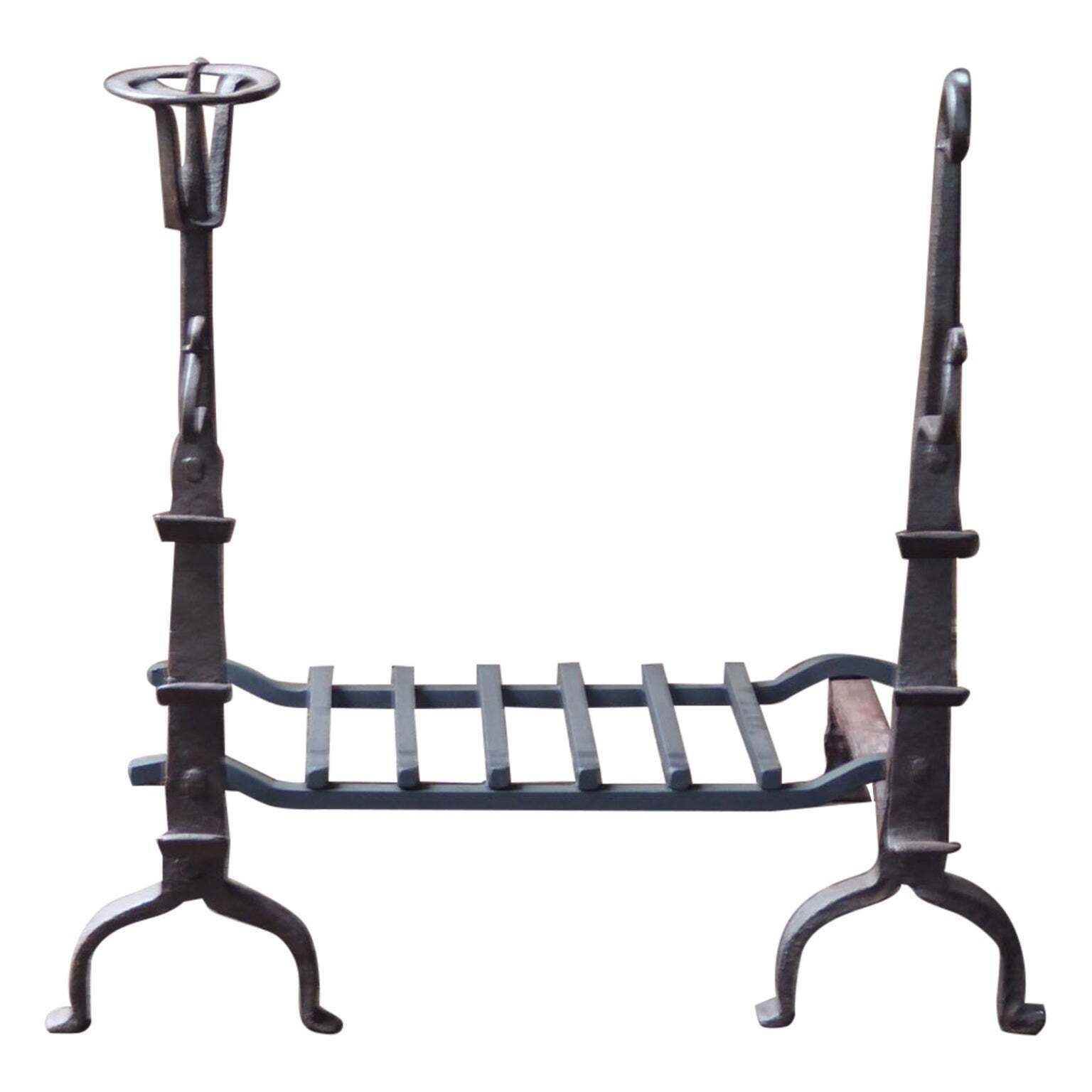 Large French Louis XIII Period Fireplace Grate Or Fire Basket, 17th Century