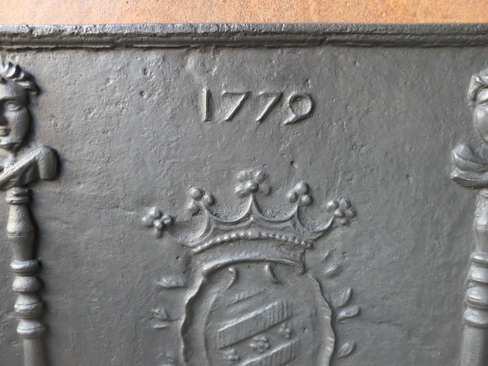 photo for sale 18th Century French Louis XV 'Coat Of Arms' Fireback / Backsplash, Dated 1779