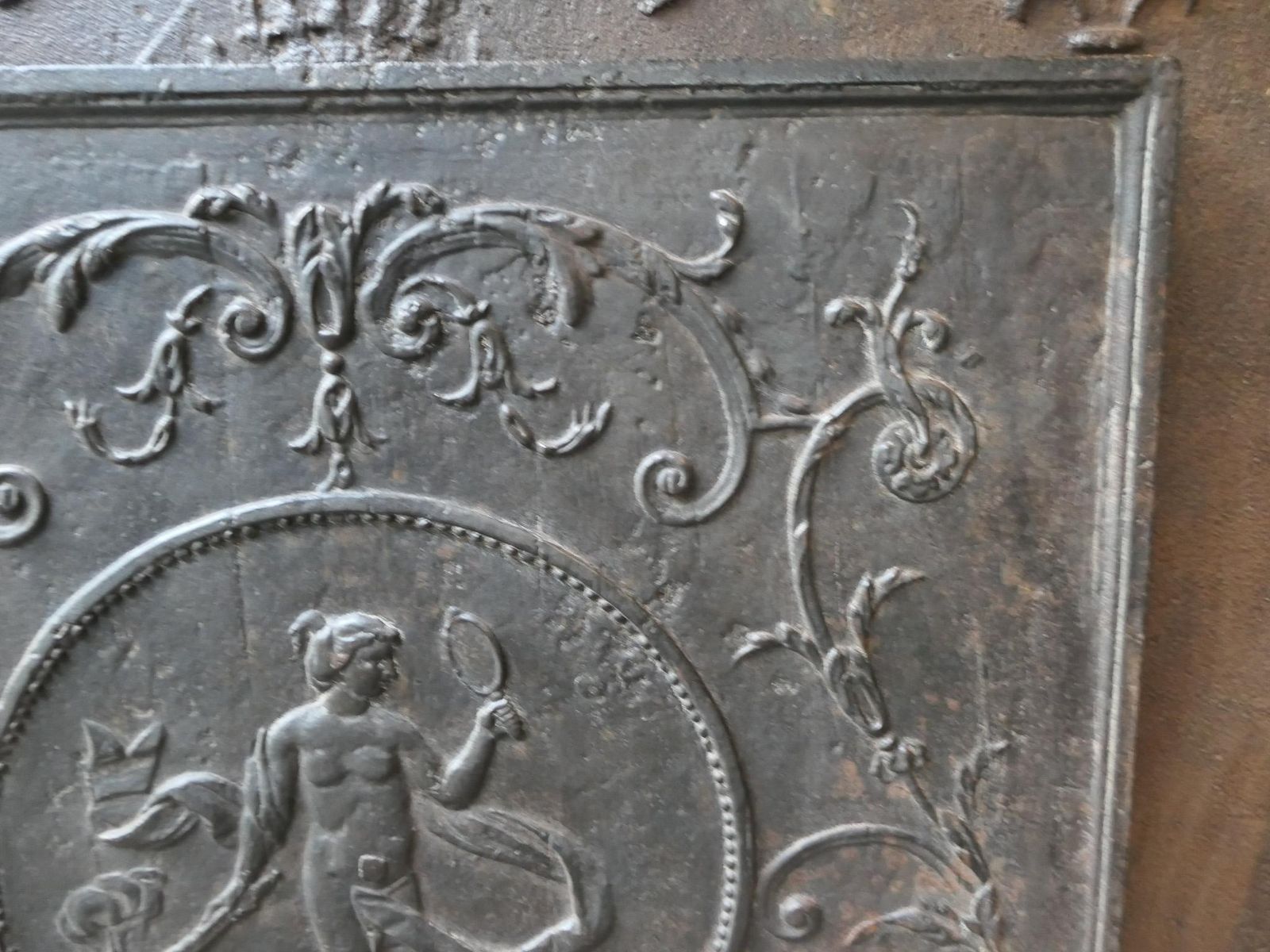 Antique French Fireback / Backsplash With The Goddess Venus, 18th Century photo vintage