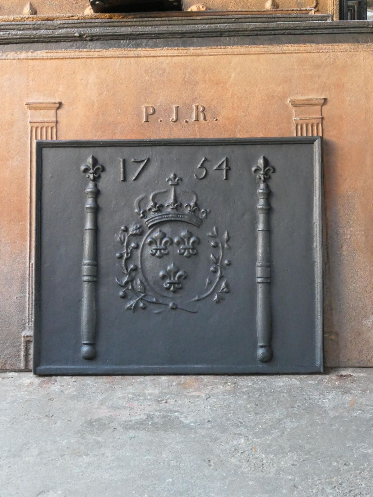 18th Century French Louis XIV 'Arms Of France' Fireback / Backsplash, Dated 1754 photo furniture