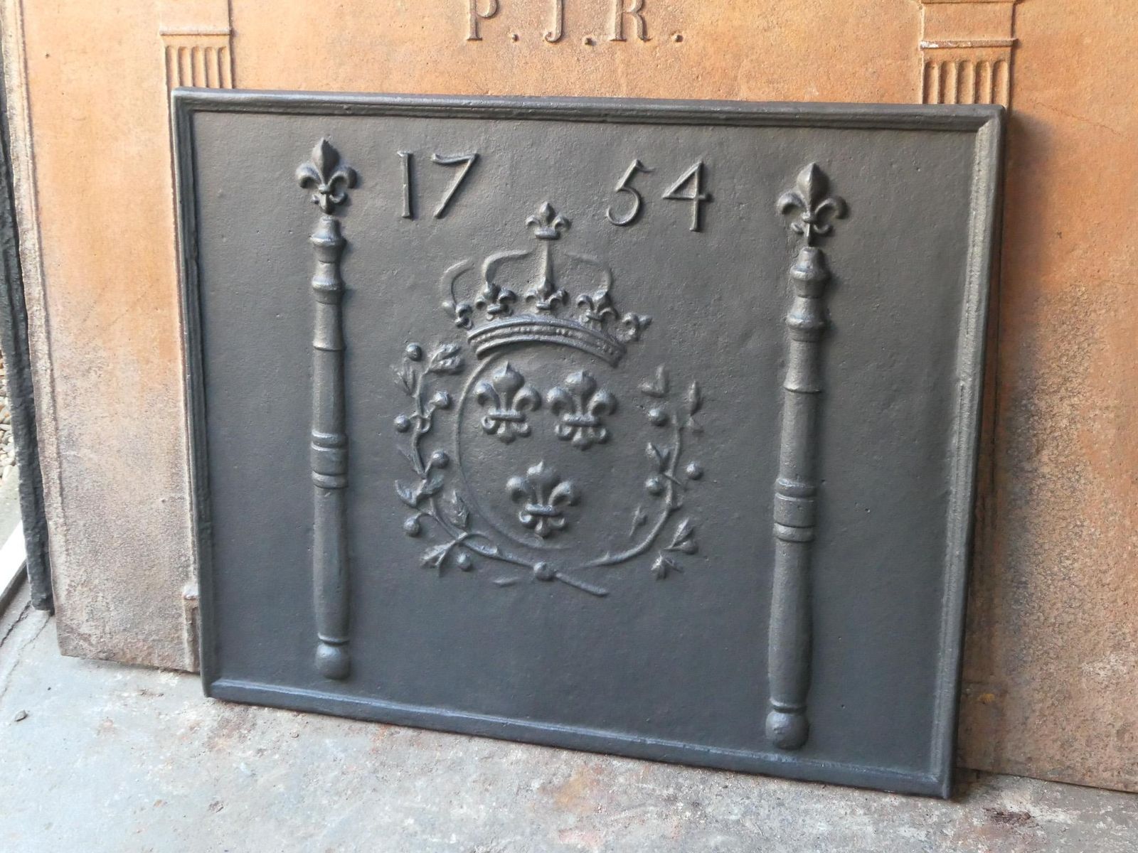 18th Century French Louis XIV 'Arms Of France' Fireback / Backsplash, Dated 1754 photo buy