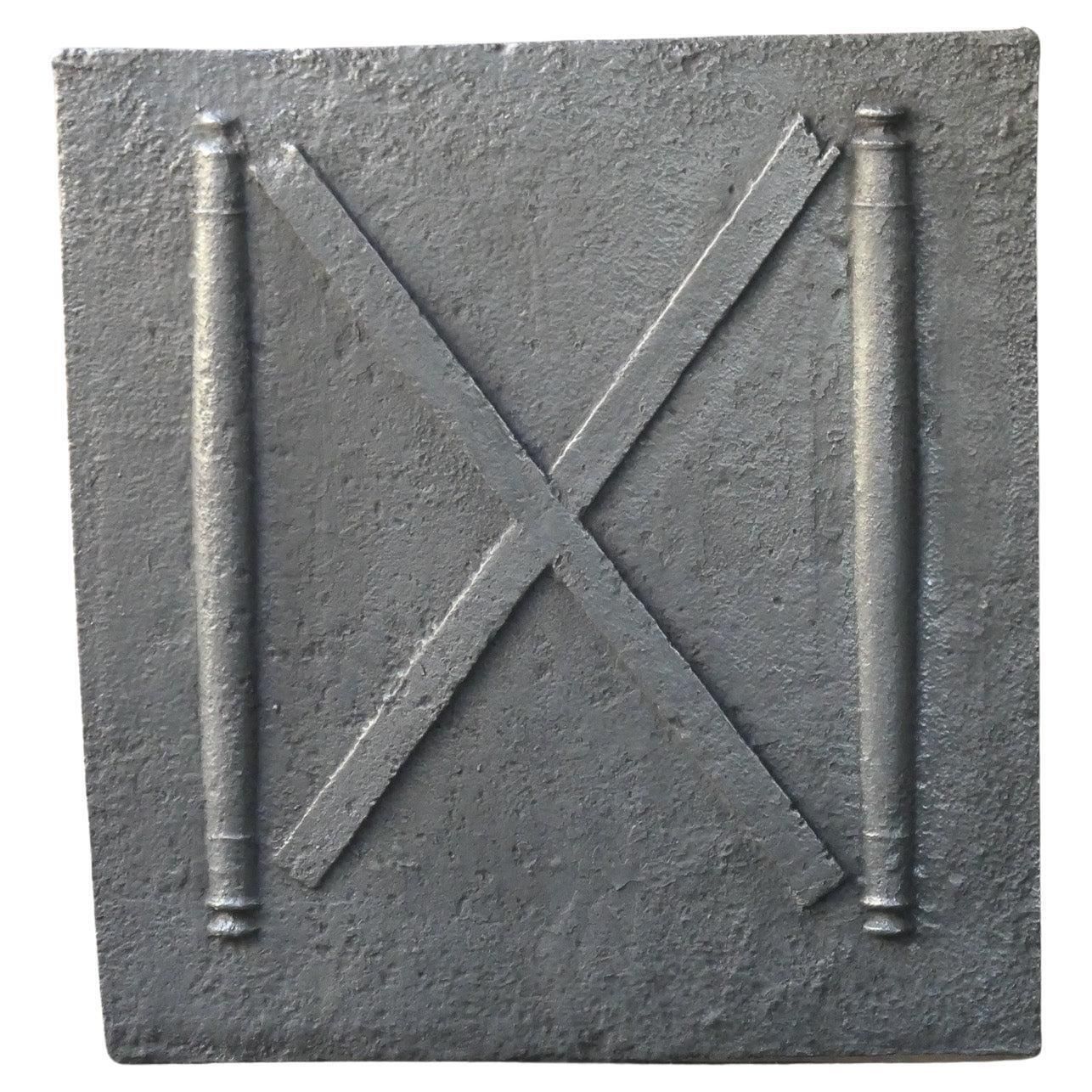 18th C. Louis XIV 'Pillars With Saint Andrew's Cross' Fireback / Backsplash