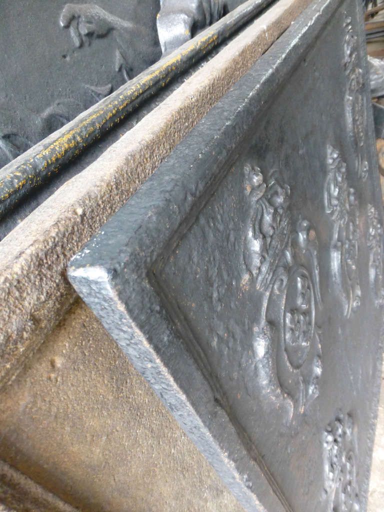 Magnificent 18th C. Fireback / Backsplash With Five Coats Of Arms Of France photo for sale