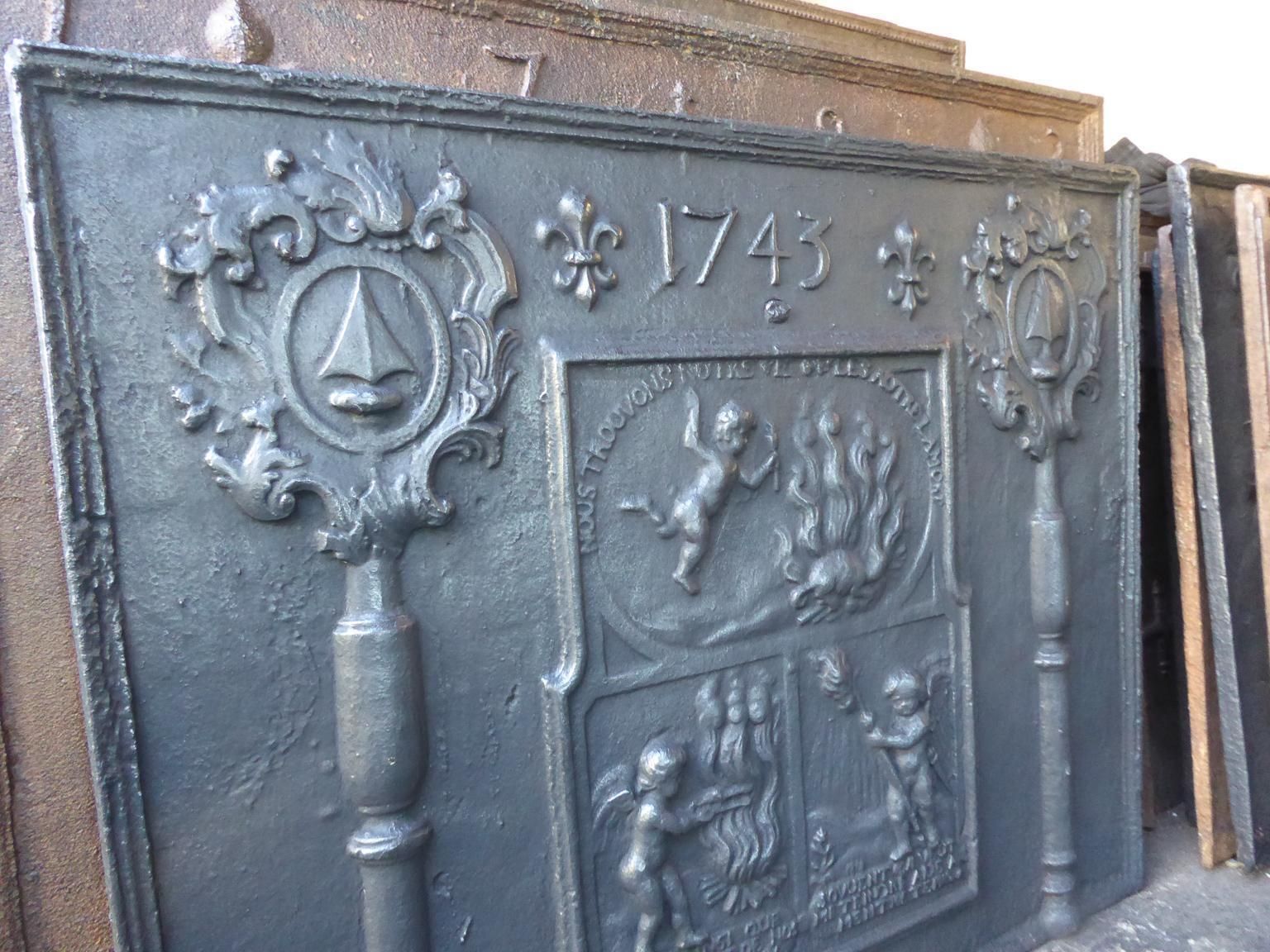 18th Century French 'Allegory Of Love' Fireback / Backsplash photo vintage