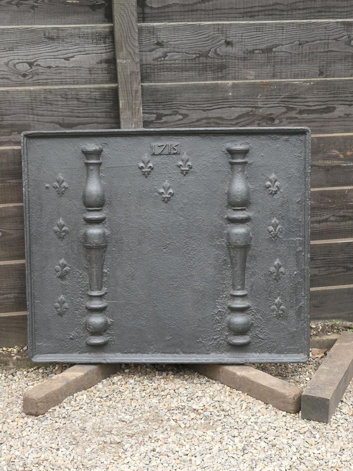 Large 18th Century French Fireback / Backsplash With Pillars And Fleurs De Lys photo furniture