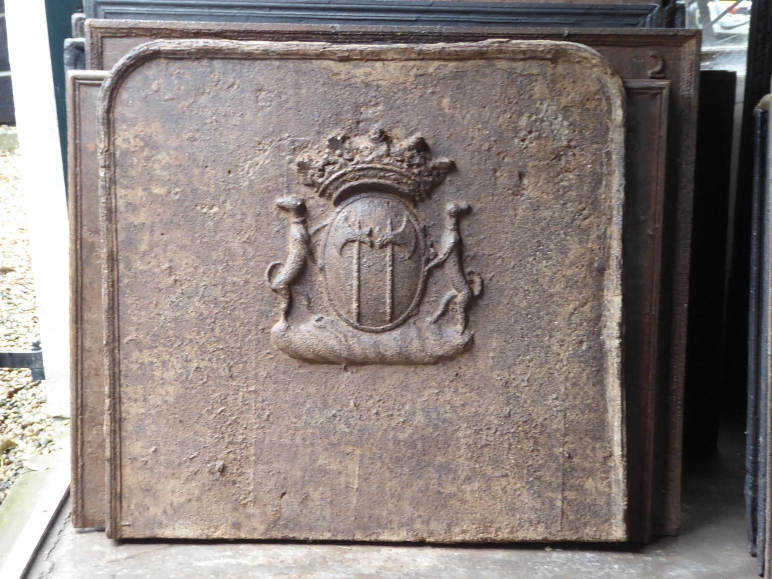 Large French Louis XIV 'Coat Of Arms' Fireback / Backsplash, 17th Century photo furniture