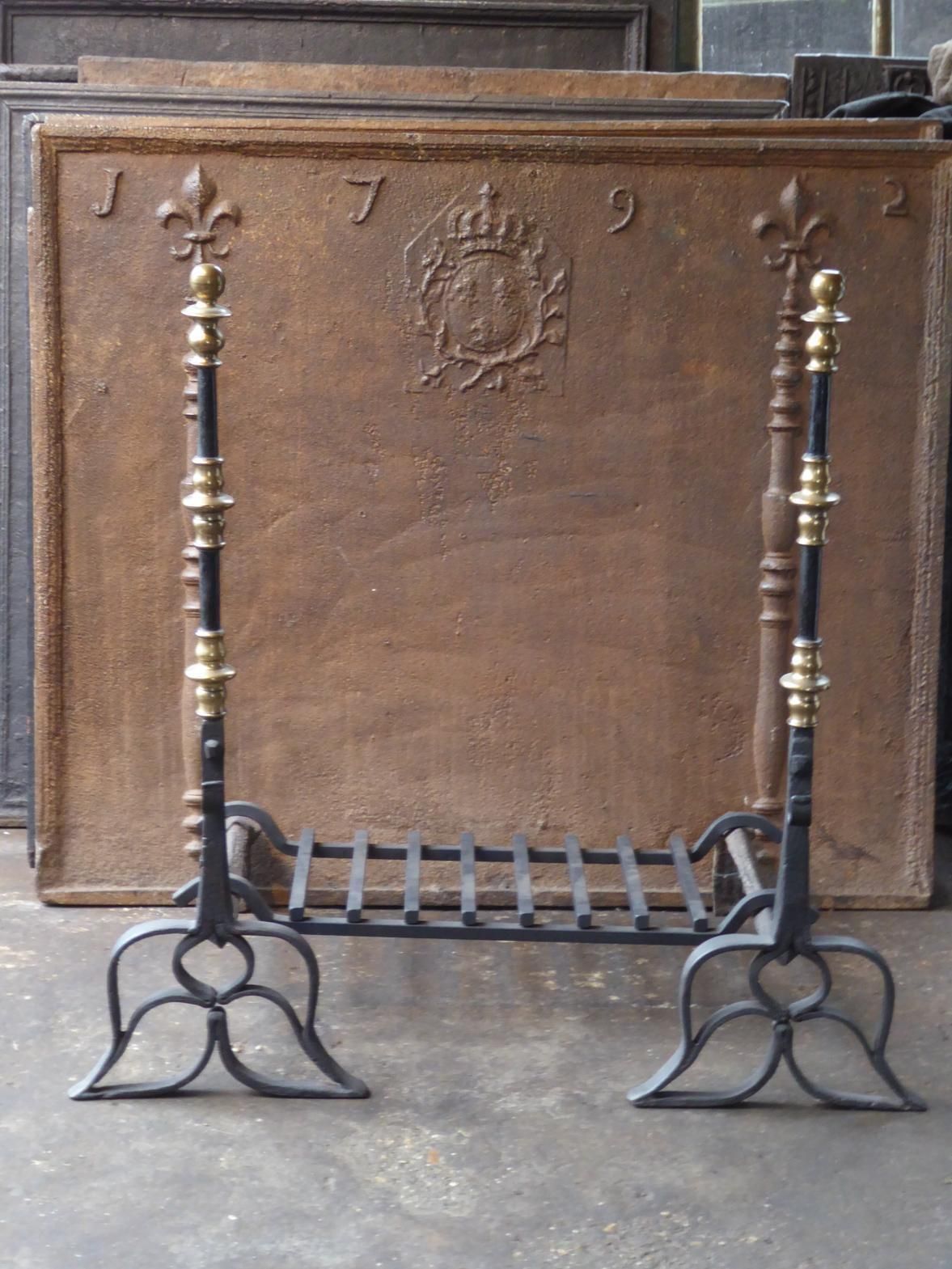 Large French Renaissance Period Fireplace Grate Or Fire Basket, 16th   17th C. photo vintage