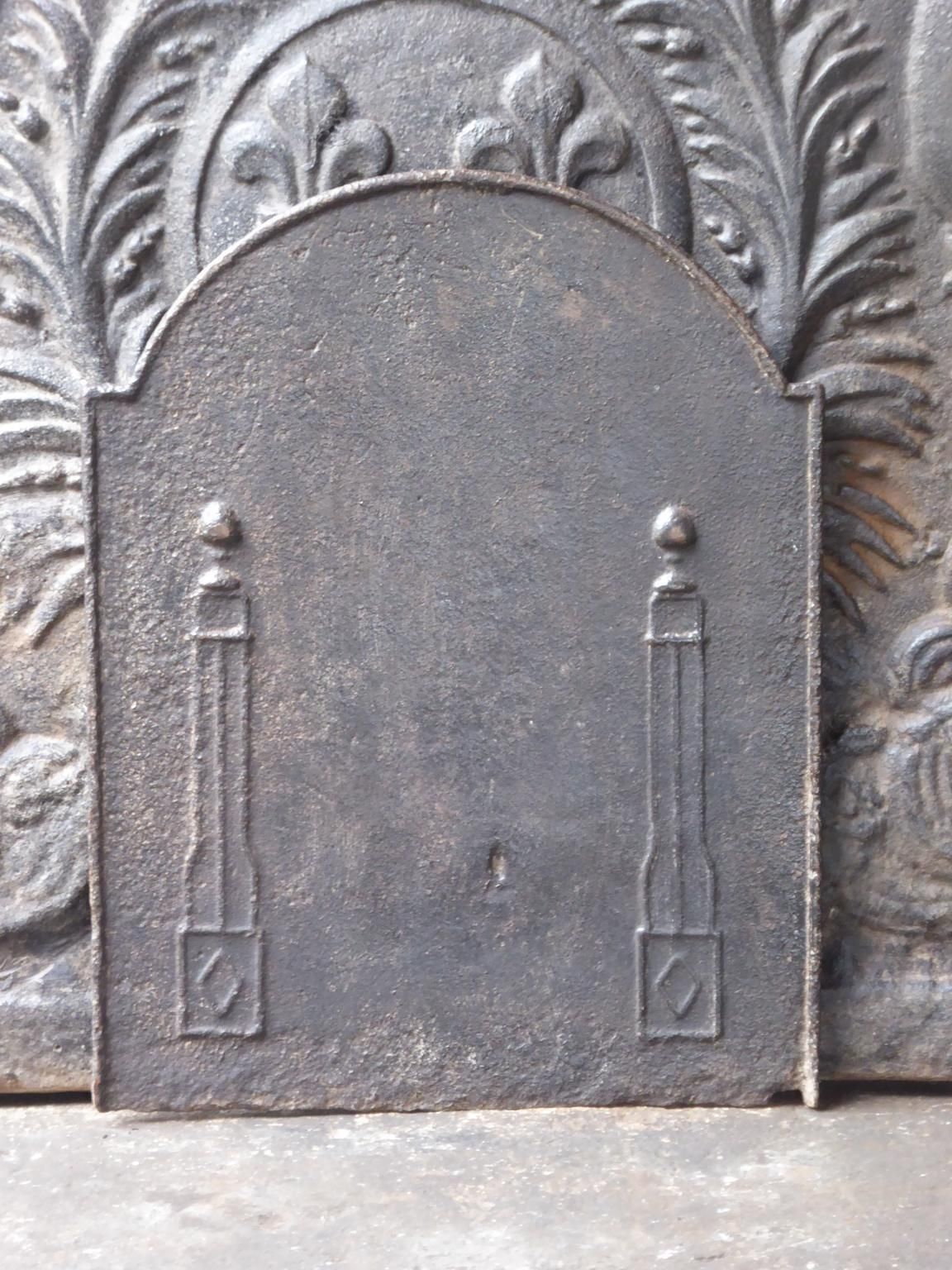 Antique French Neoclassical 'Pillars Of Freedom' Fireback / Backsplash, 19th C. photo furniture
