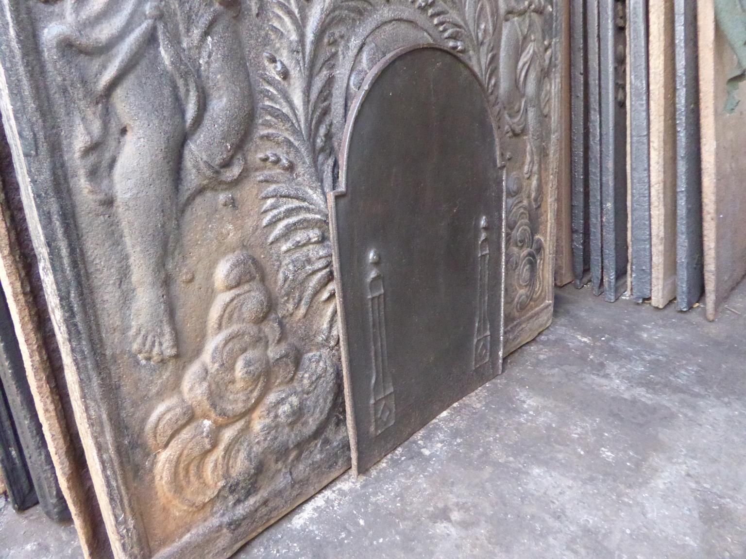 Antique French Neoclassical 'Pillars Of Freedom' Fireback / Backsplash, 19th C. photo vinterior