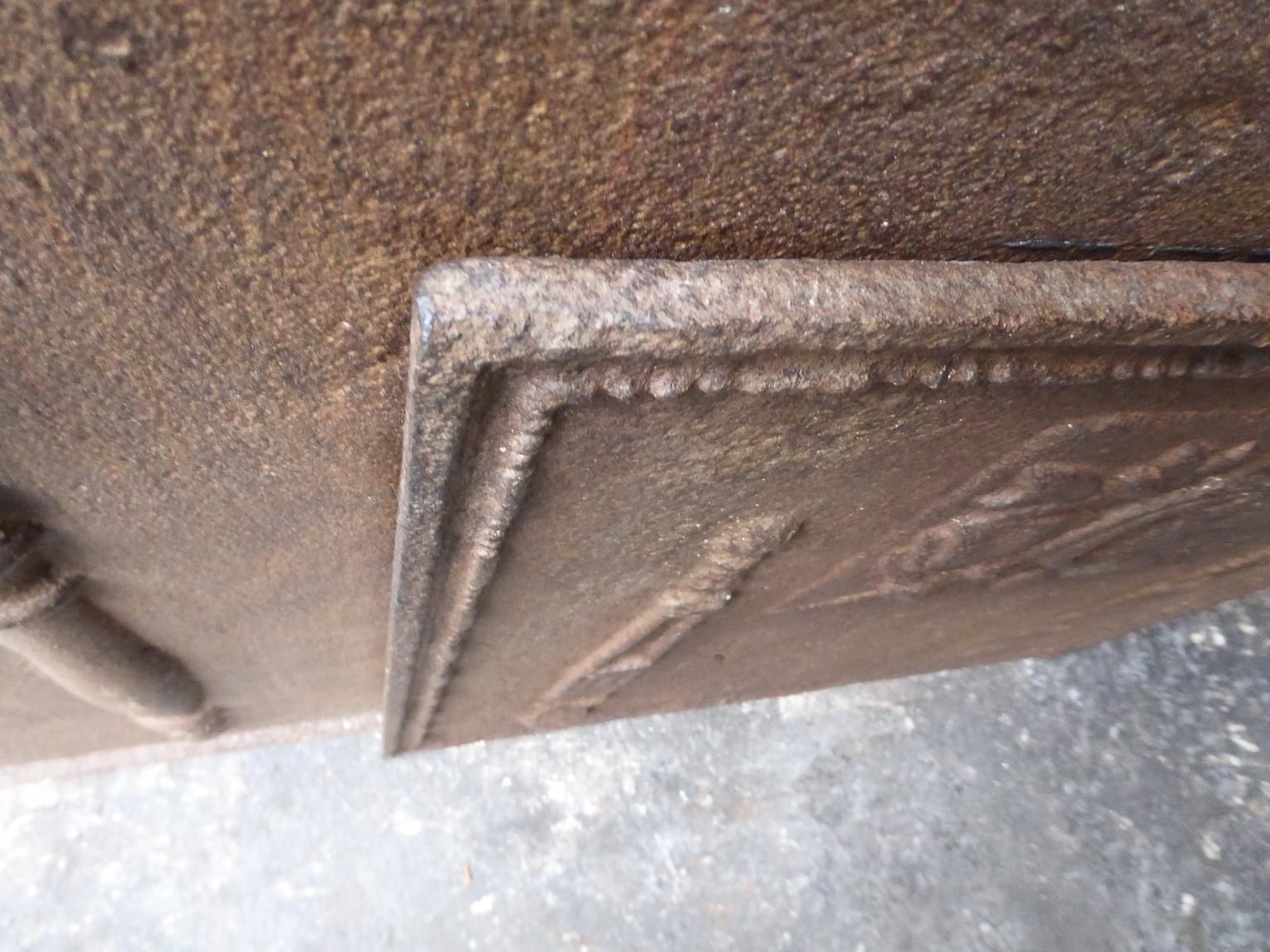 Antique French Neoclassical 'Pillars Of Freedom' Fireback / Backsplash, 19th C. photo vintage